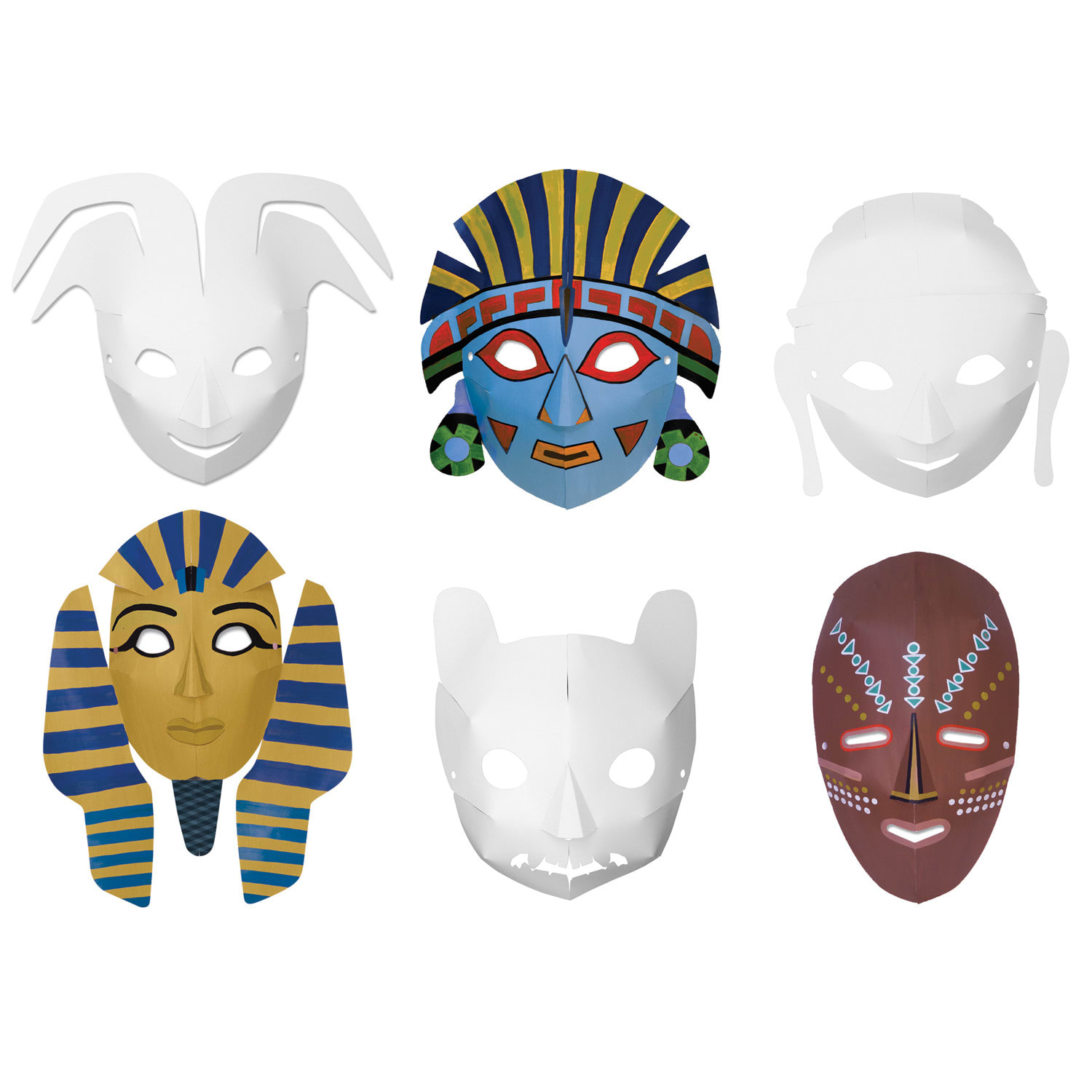 Creativity Street Paper Die-Cut Masks, Assorted Sizes, Multi-Cultural Assortment, 24 Masks Per Pack, Bundle Of 3 Packs - Image 3
