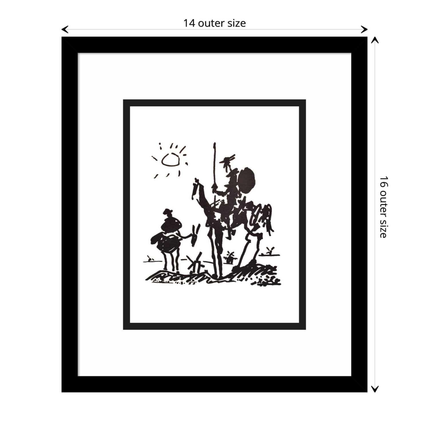 Amanti Art Don Quixote by Pablo Picasso Wood Framed Wall Art Print, 16inH x 14inW, Black - Image 6