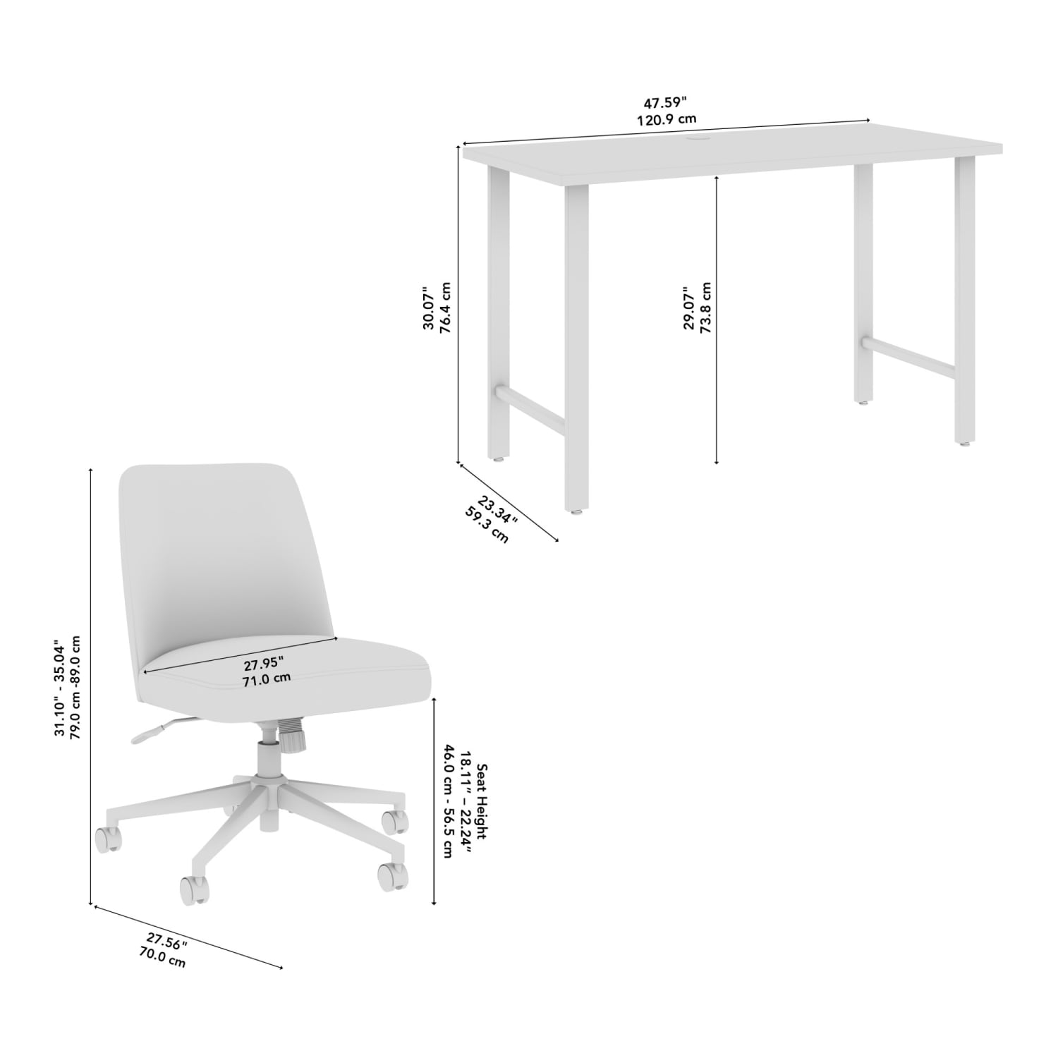 Bush Furniture Hustle 48inW x 24inD Computer Desk and Chair Set, Platinum Gray, Standard Delivery Service - Image 4