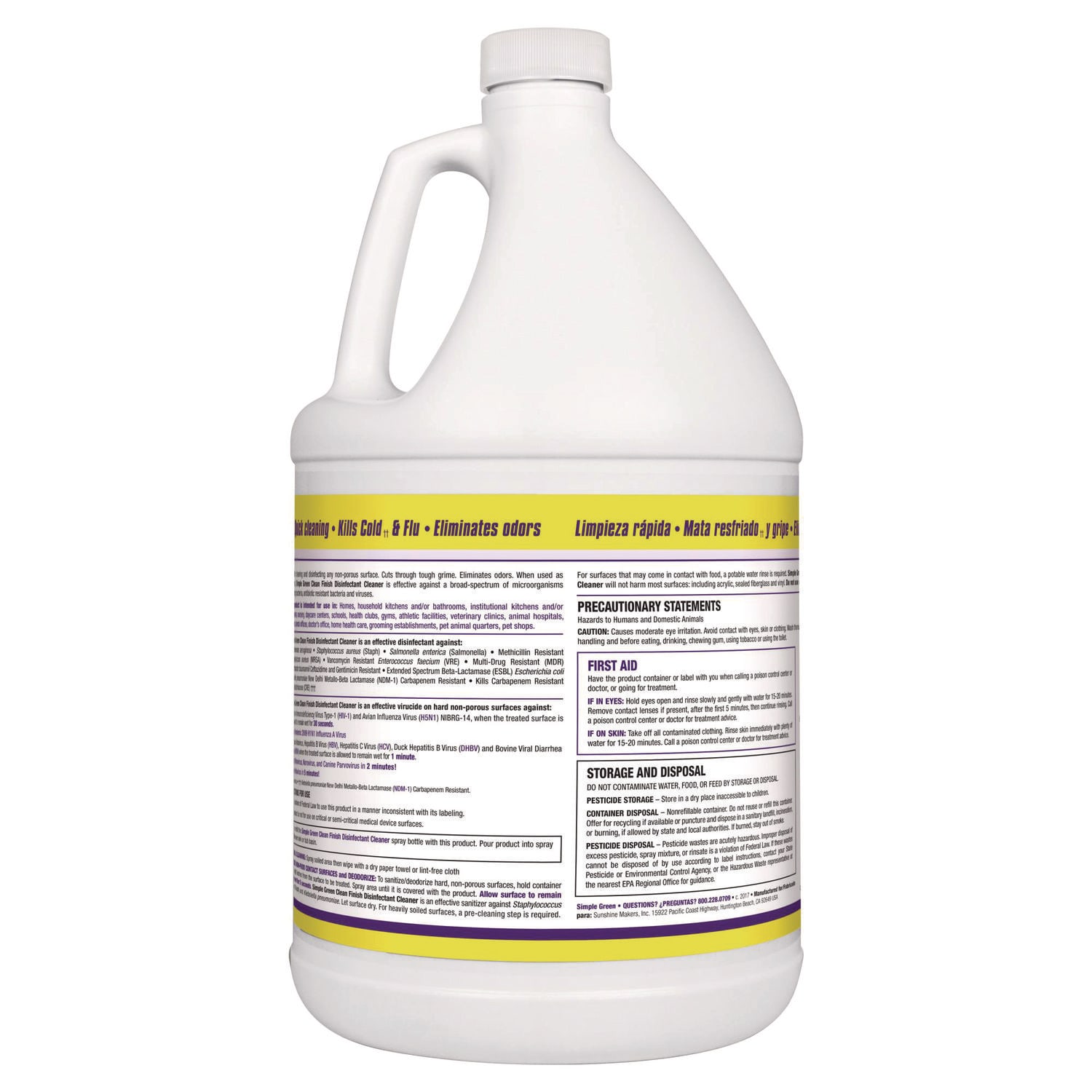 Simple Green Clean Finish Disinfectant Cleaner, Herbal, 1 gal Bottle, 4/Carton - Image 4