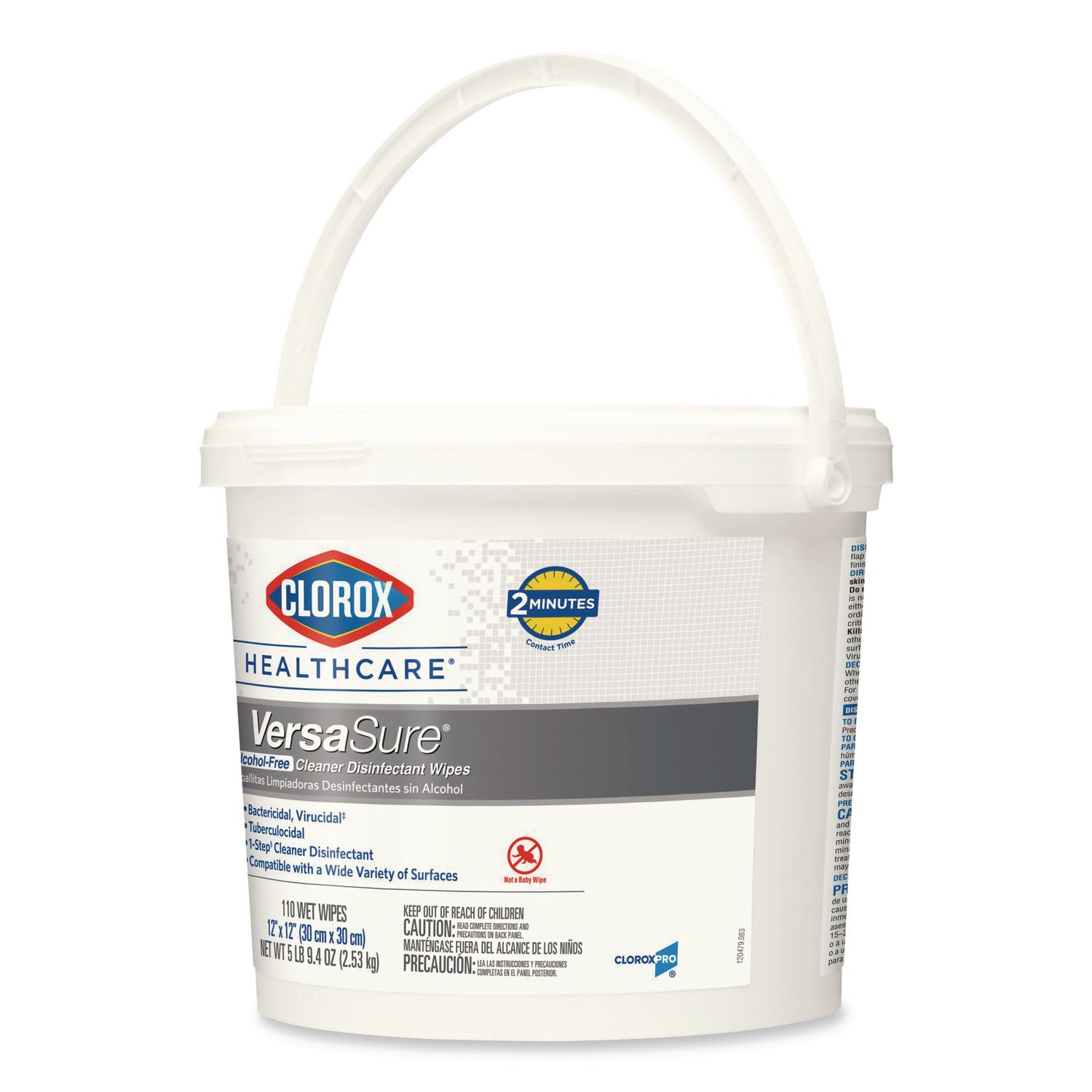 Clorox Healthcare VersaSure Cleaner Disinfectant Wipes, 1-Ply, 12 x 12, Fragranced, White, 110/Bucket - Image 4