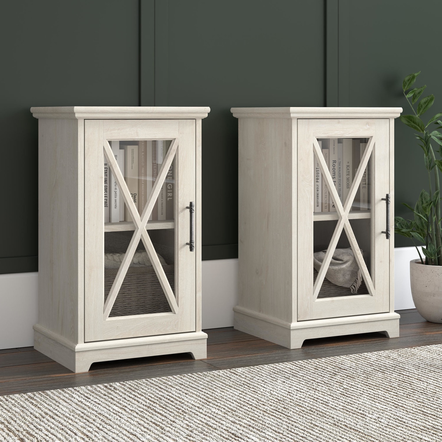 Bush Furniture Lennox Small Farmhouse End Tables With Storage, 30inH x 17-3/16inW x 15-11/16inD, Linen White Oak, Set Of 2 Tables, Standard Delivery - Image 3