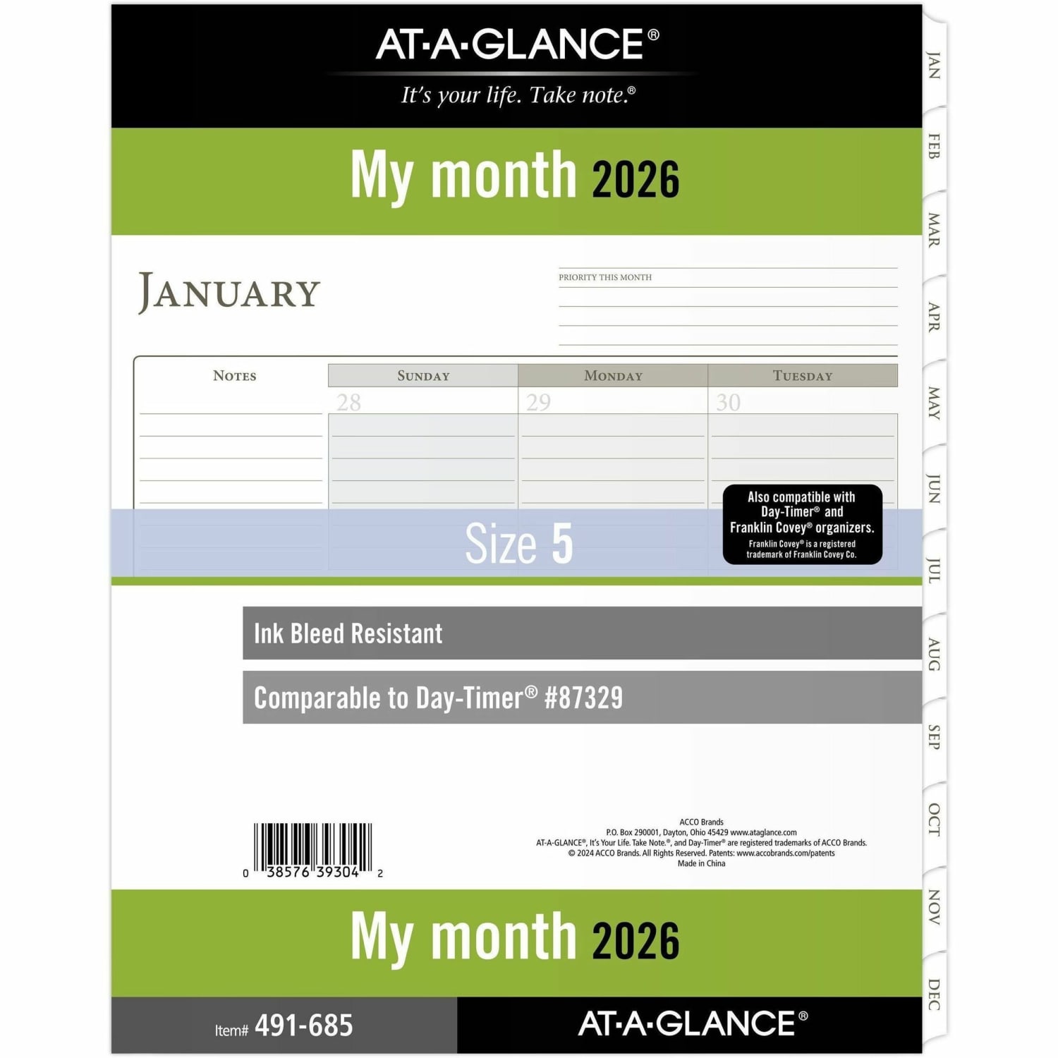 AT-A-GLANCE 2026 Monthly Planner Refill, Loose-Leaf, Folio Size, 8 1/2in x 11in - Image 6