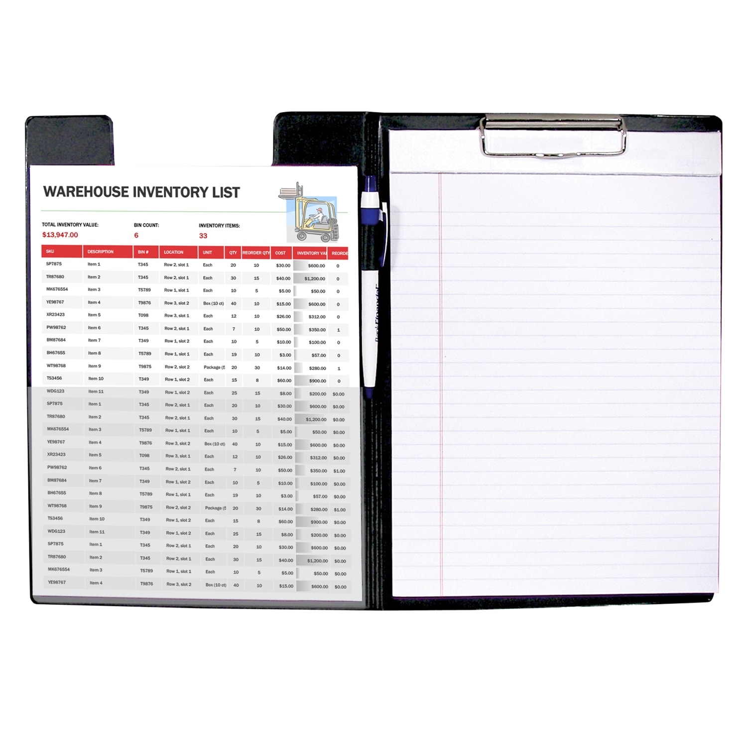 C-Line Clipboard Folder, 8-1/2in x 11in, Black - Image 3