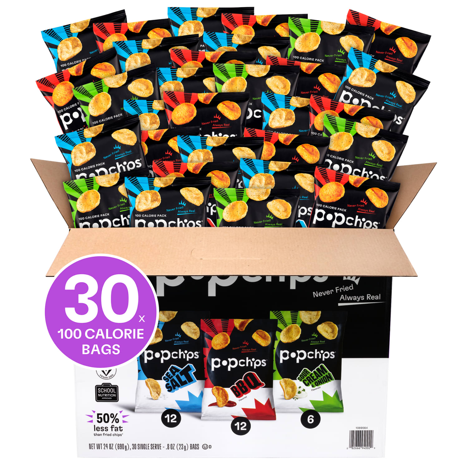 Popchips Variety Pack, 0.8 Oz, Pack Of 30 Bags - Image 3