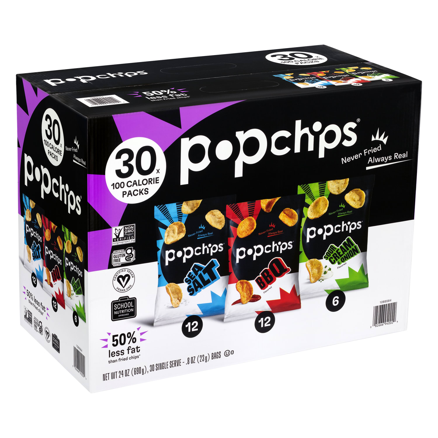 Popchips Variety Pack, 0.8 Oz, Pack Of 30 Bags - Image 6