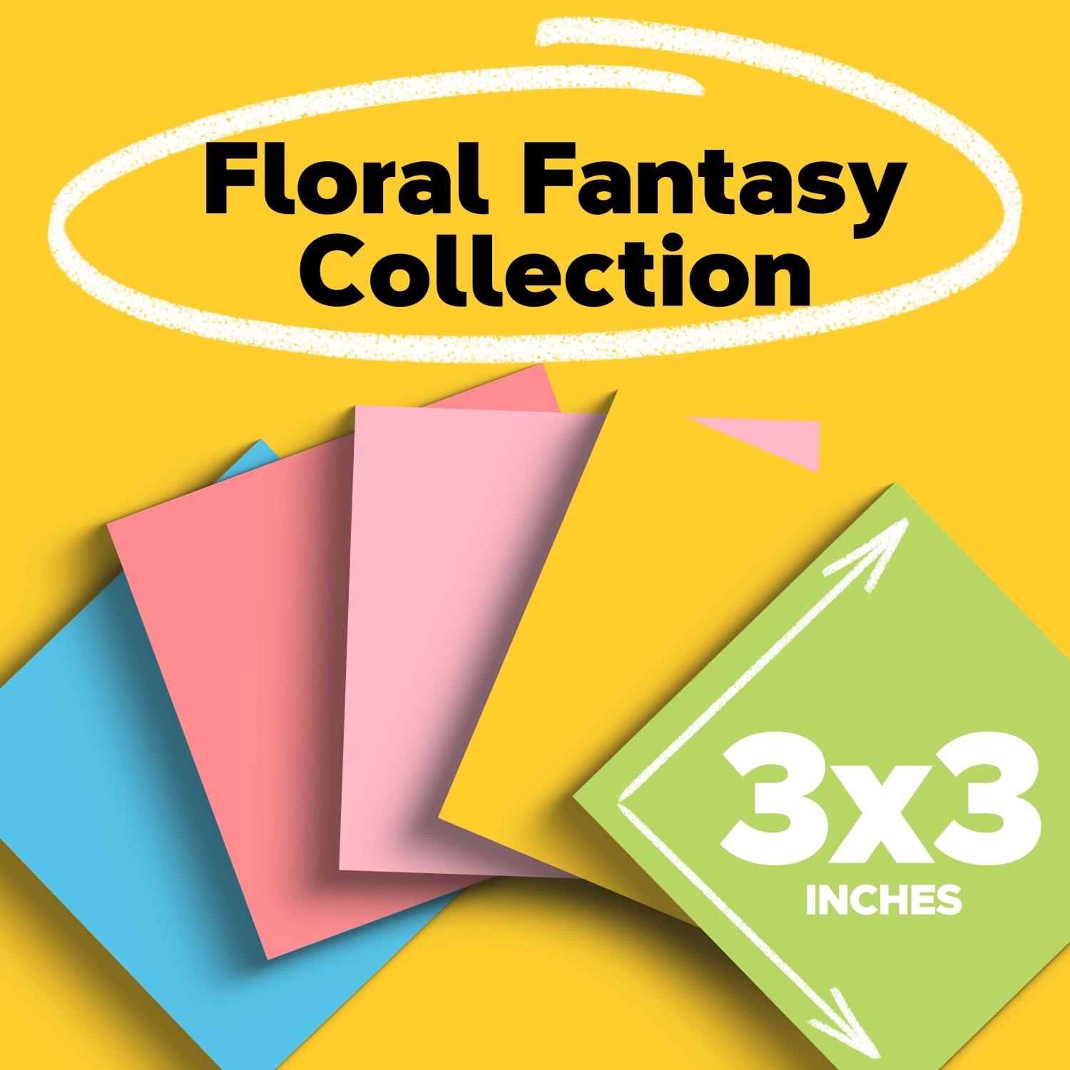 Post-it Notes, 14 Pads, 3 in x 3 in, Clean Removal, School Supplies and Office Products, Sticky Notes for Vertical Surfaces, Monitors, Walls and Windows, Floral Fantasy Collection - Image 3