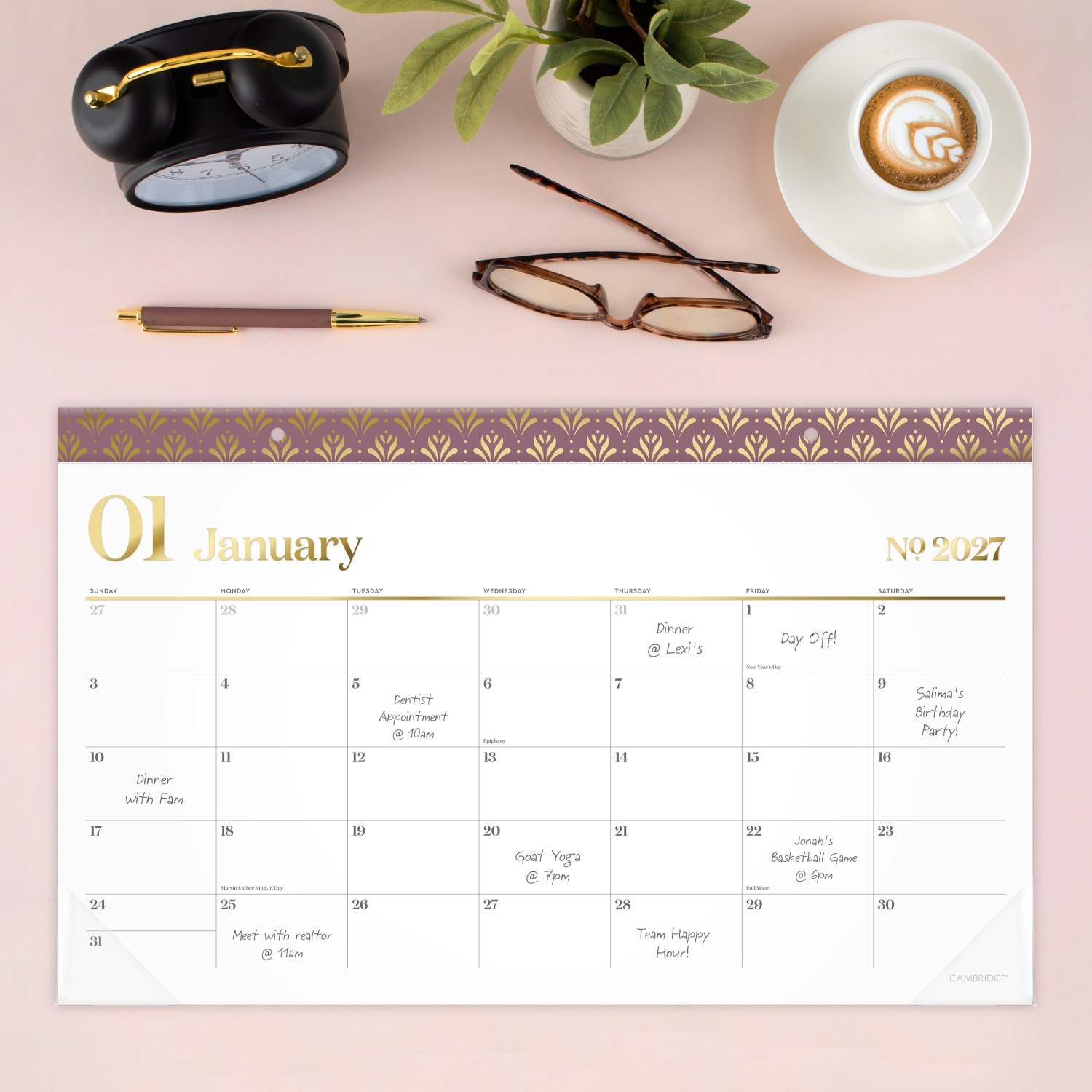 Cambridge WorkStyle 2026 Monthly Desk Pad Calendar, Cosmetic Pink, Compact, 17 3/4in x 11in, 160670527 - Image 3