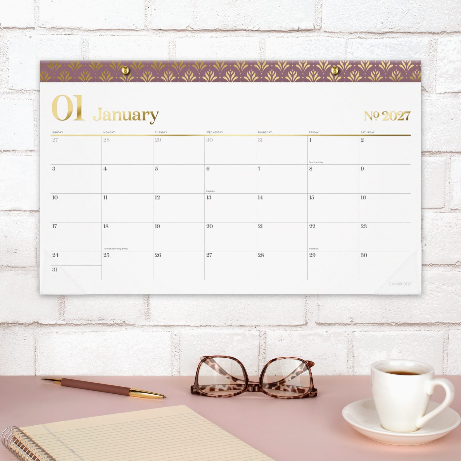 Cambridge WorkStyle 2026 Monthly Desk Pad Calendar, Cosmetic Pink, Compact, 17 3/4in x 11in, 160670527 - Image 5