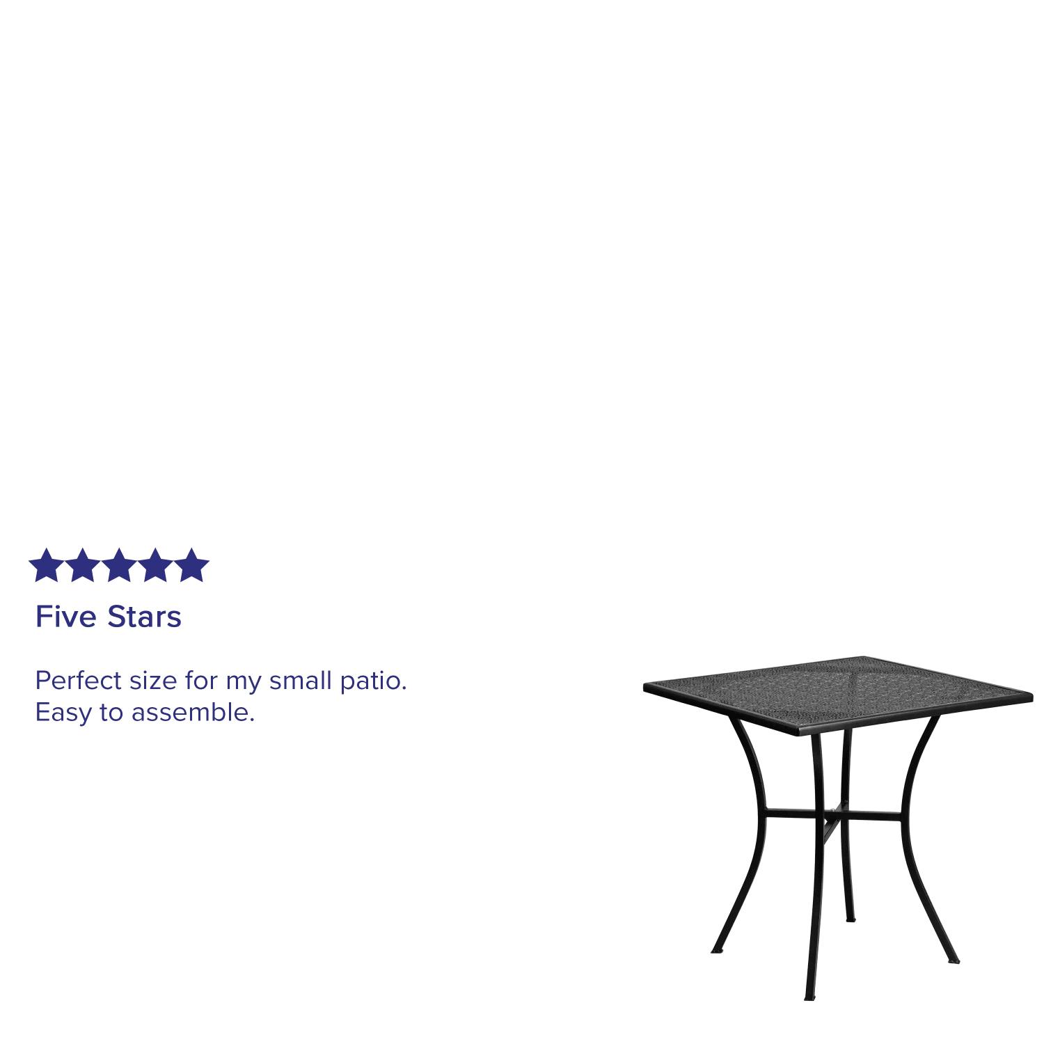 Flash Furniture Oia Commercial Grade Square Outdoor Steel Patio Table, 28-1/4inH x 28inW x 28inD, Black - Image 5