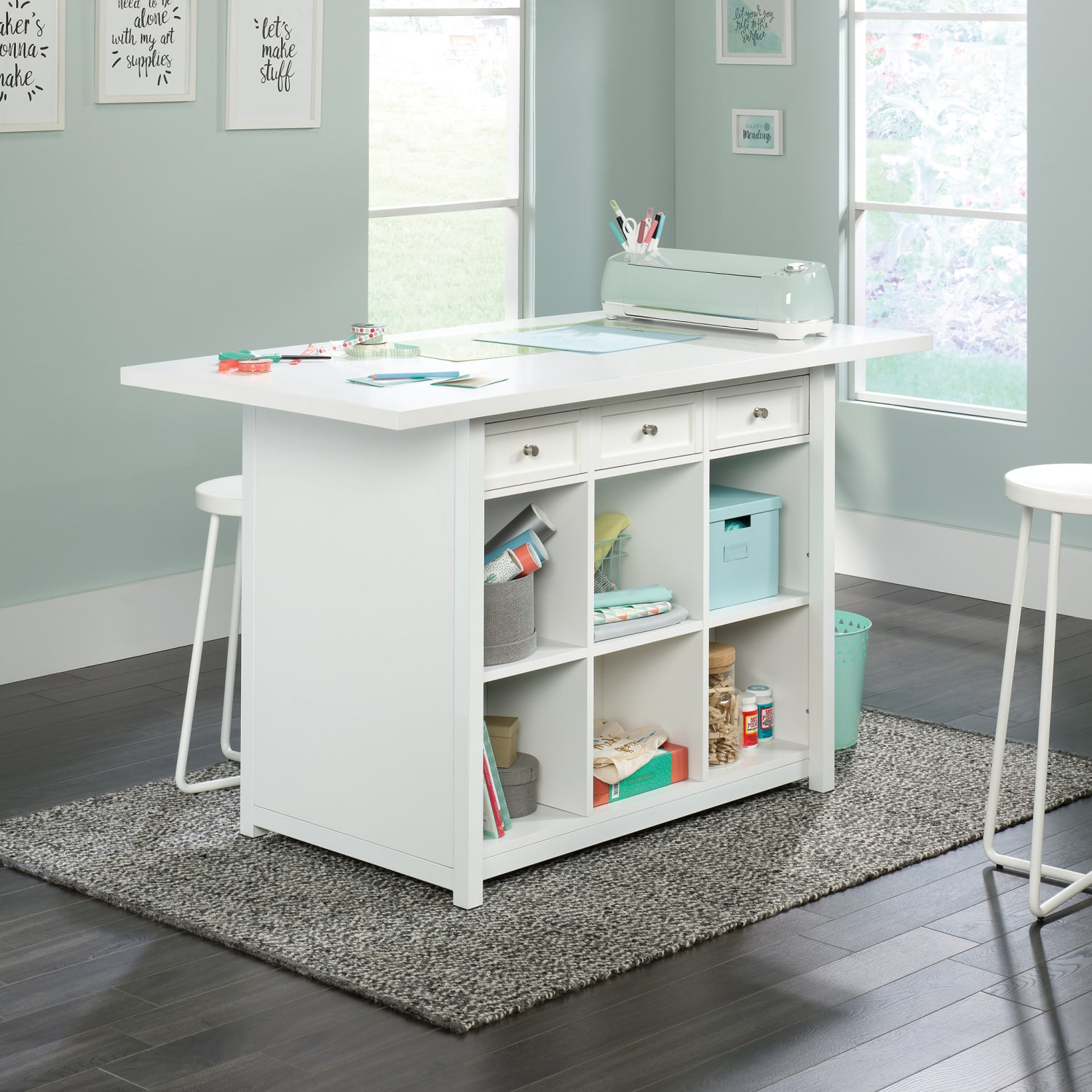 Sauder Craft Pro 60inW Computer Desk Work Table, White - Image 4