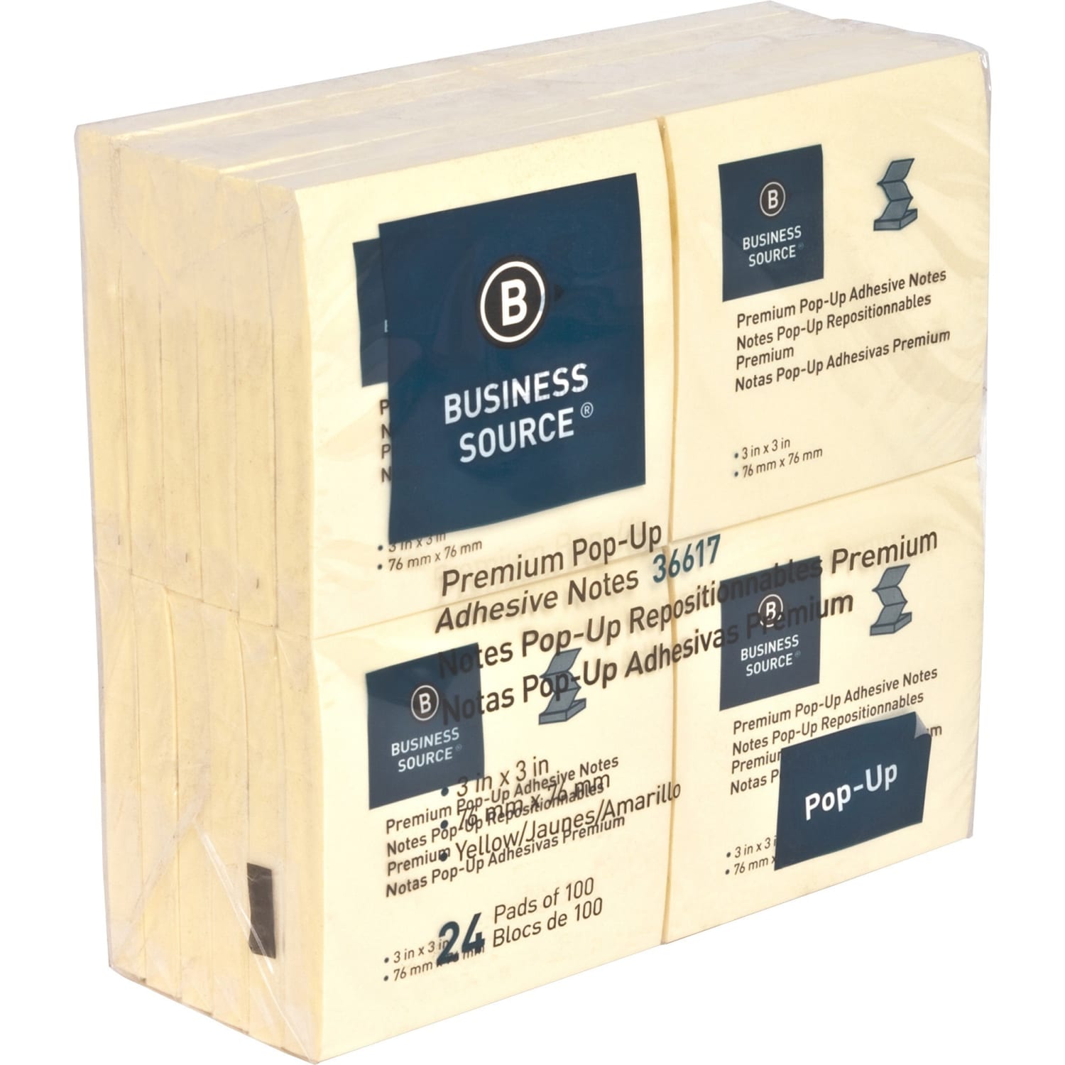 Business Source Reposition Pop-up Adhesive Notes - 3in Flag/Notex 3in Flag/Note - Square - Yellow - Removable, Repositionable, Solven - 36617 - Image 3