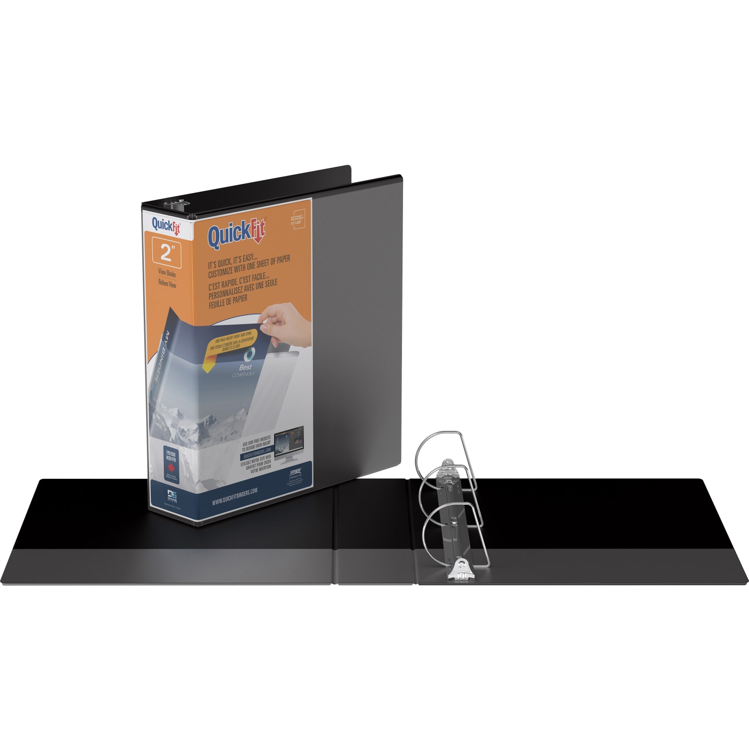 QuickFit View 3-Ring Binder, 2in Angle D-Rings, Black - Image 3