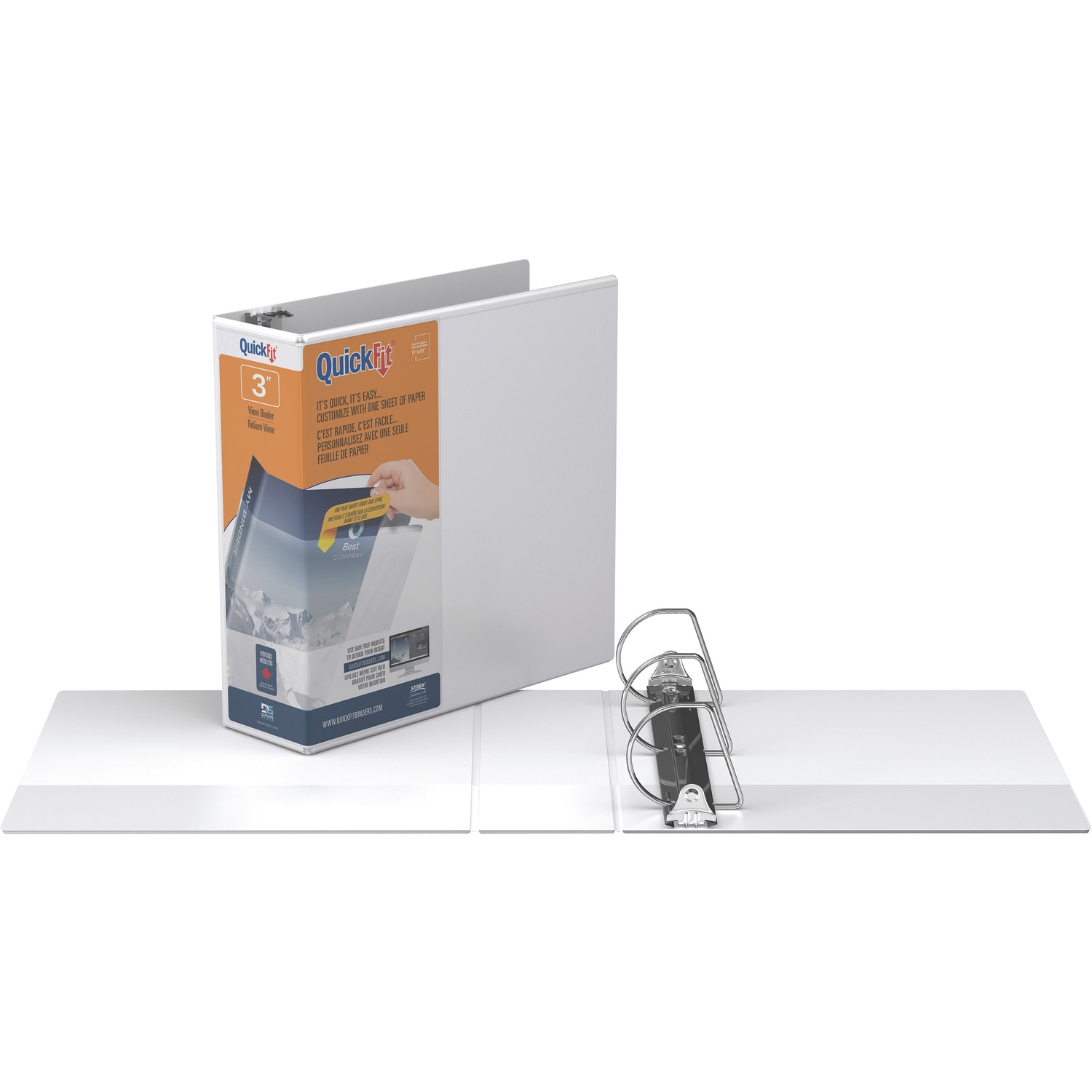 QuickFit View 3-Ring Binder, 3in Angle D-Rings, White - Image 3