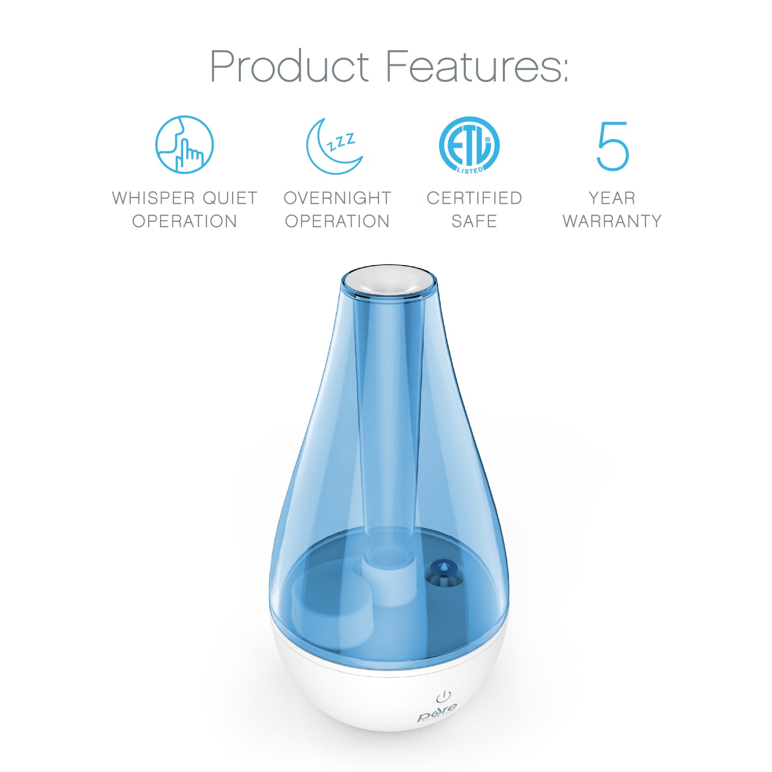 Pure Enrichment MistAire Studio Ultrasonic Cool Mist Humidifier, 9in x 5-1/8in - Image 4