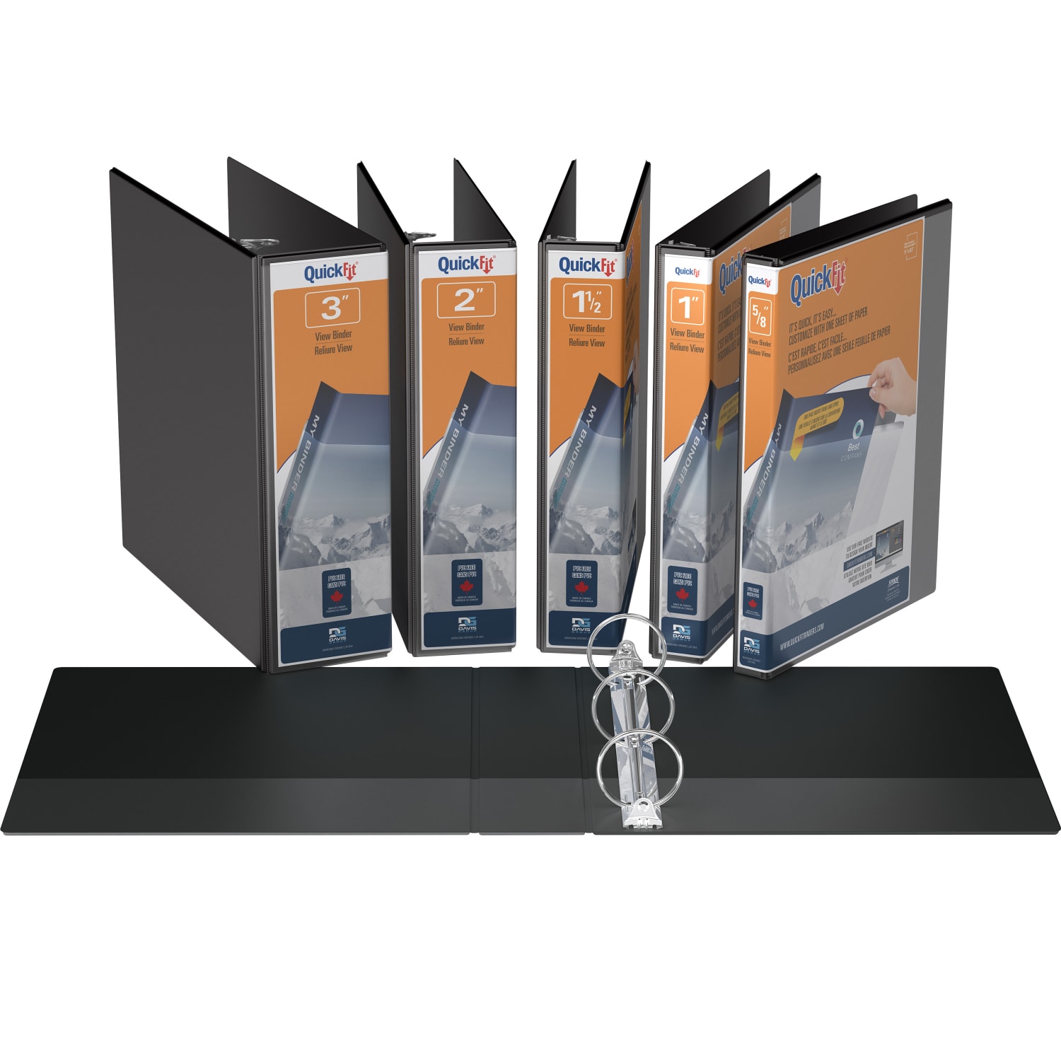 QuickFit View 3-Ring Binder, 1in Round Rings, Black - Image 5