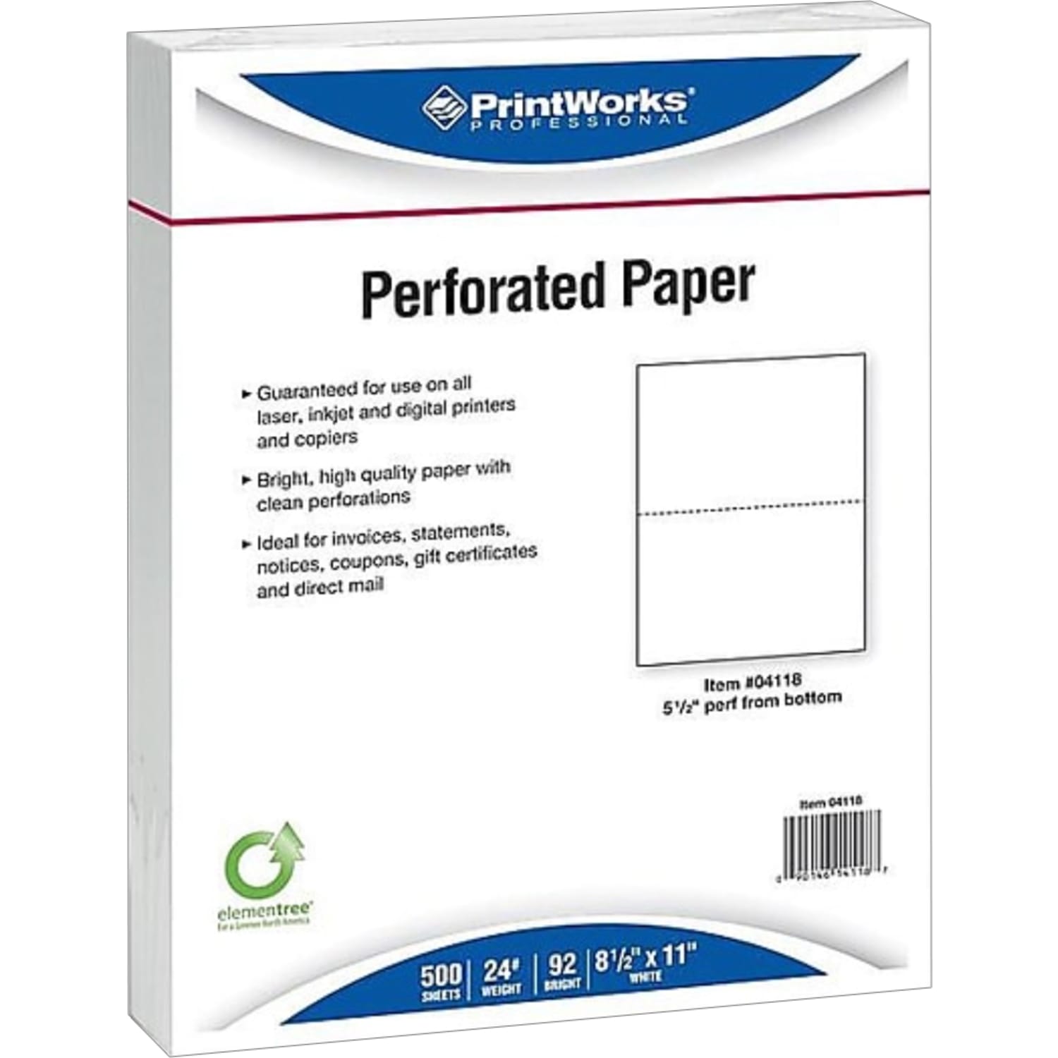 Paris Printworks Professional Inkjet Or Laser Perforated Paper, 3-Part, 5 Reams, Letter Size (8-1/2in x 11in), 500 Sheets Per Ream, 92 Brightness, 24 Lb