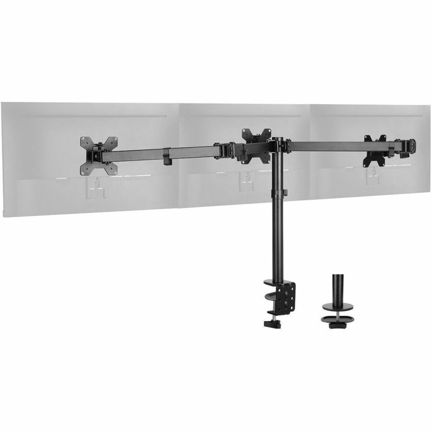SIIG Articulating Triple Monitor Desk Mount - 13in to 32in - 3 Display(s) Supported - 13in to 32in Screen Support - Max Load 17.6 lbs(Each) - VESA Plate 75x75mm/100x100mm - Cable Management - C-Clamp - Grommet - Image 3