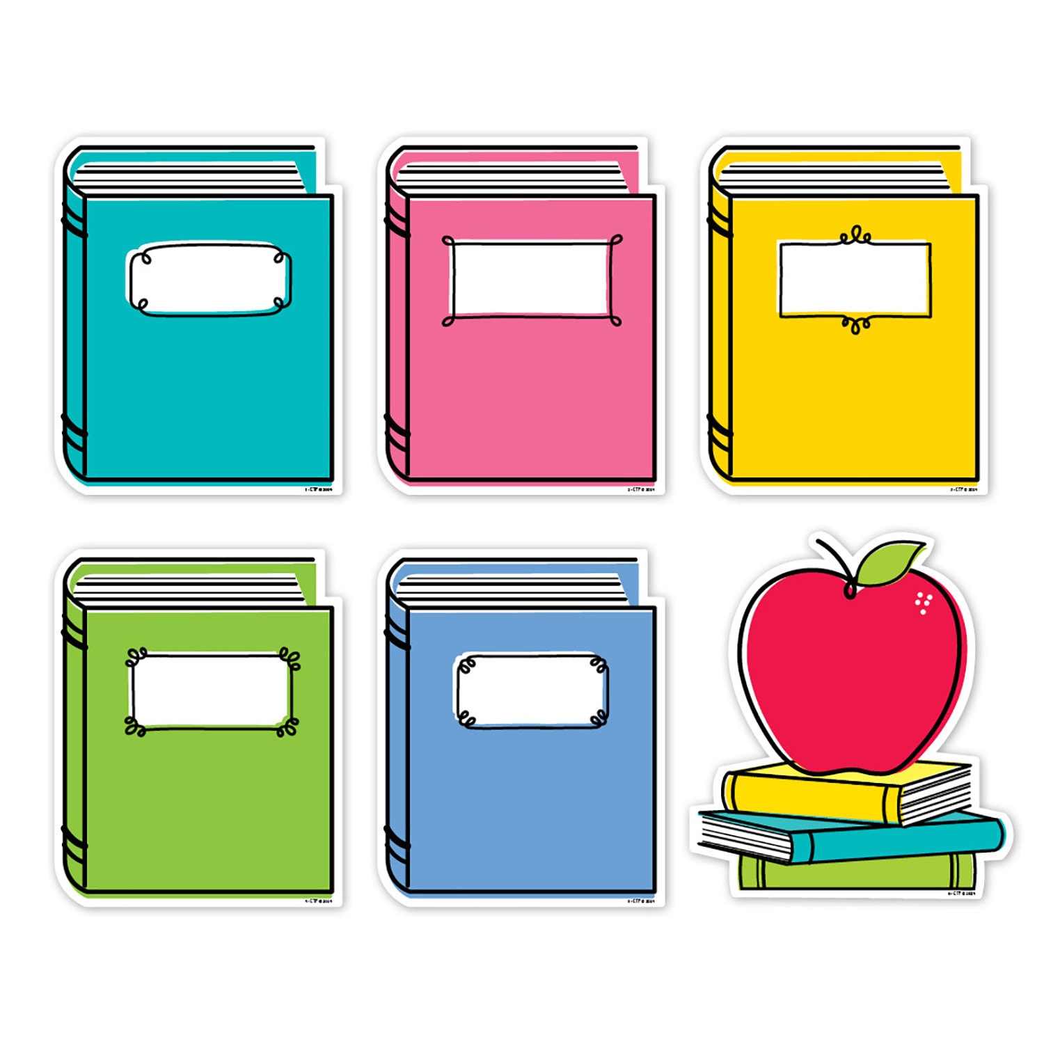 Creative Teaching Press Designer Cut-Outs, 6in, Core Decor Doodle Books, 36 Cut-Outs Per Pack, Bundle Of 3 Packs - Image 3
