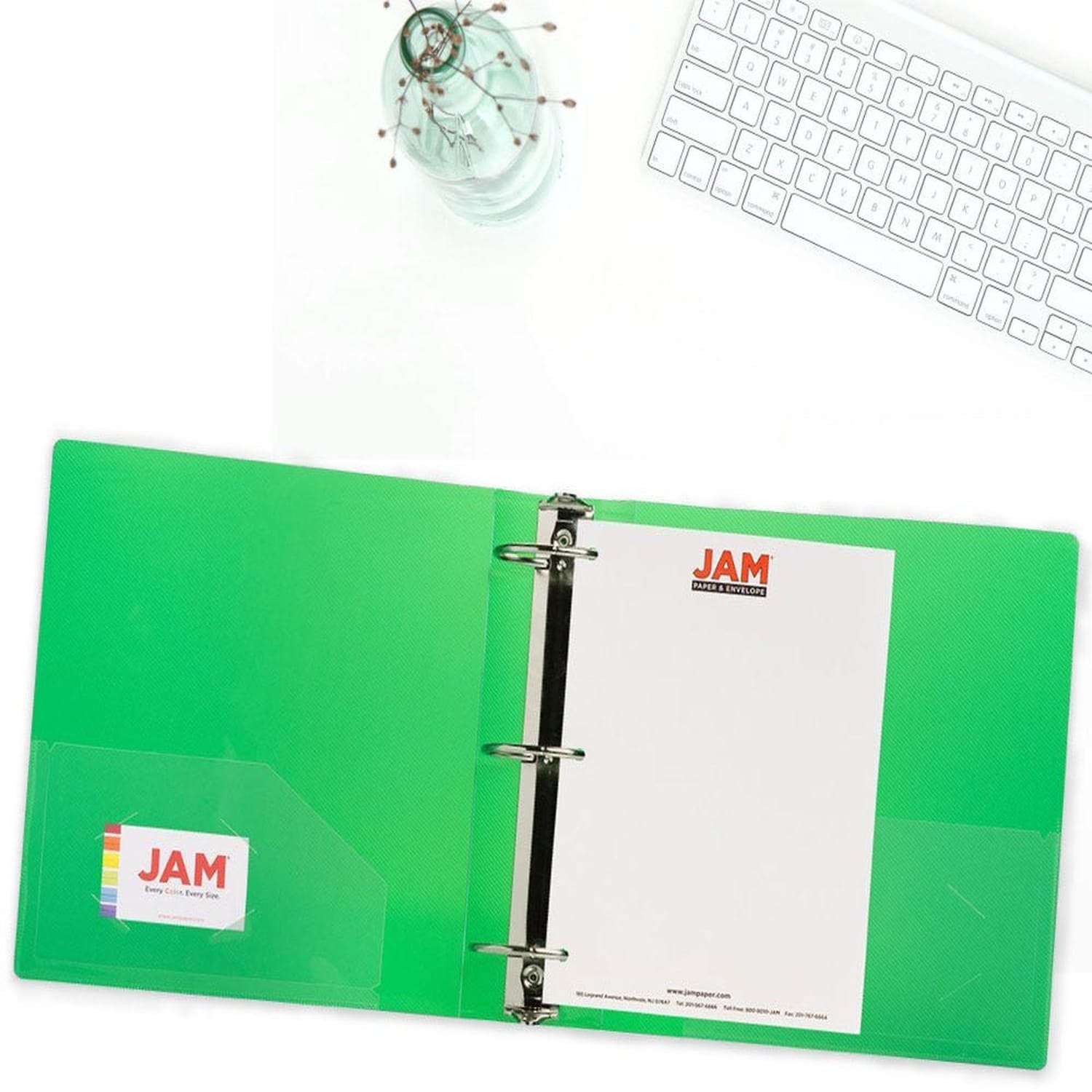 JAM PAPER 3 Ring Plastic Binder, 3 inch, Green, Sold Individually - Image 5