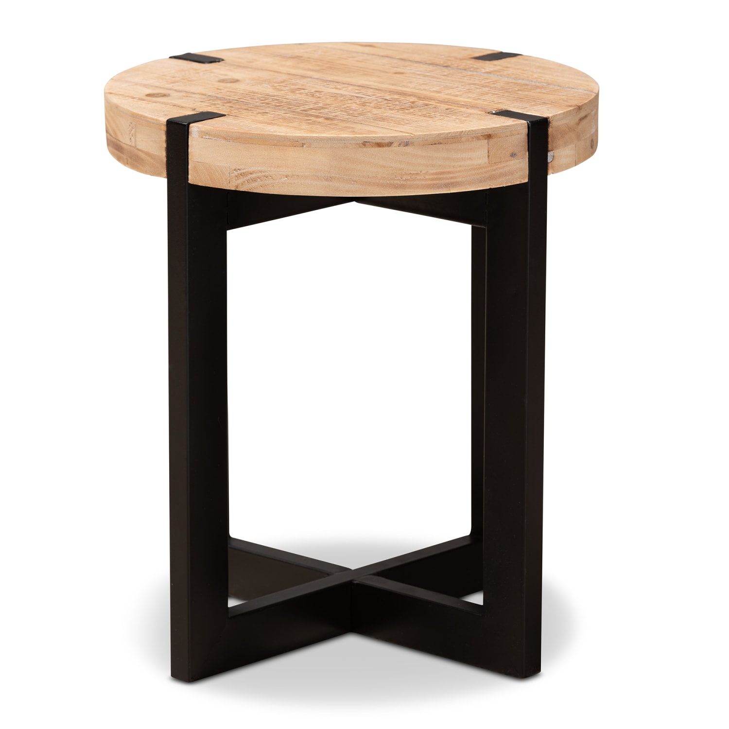 Baxton Studio Rustic And Industrial End Table, 15-3/4in x 13-13/16in, Natural Brown/Black - Image 3