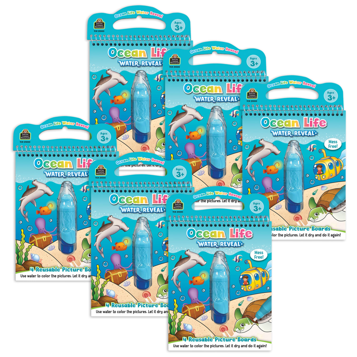 Teacher Created Resources Water Reveal Books, Ocean Life, Bundle Of 6 Sets