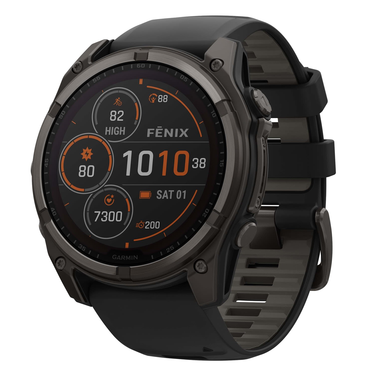 Garmin fenix 8 Multisport Sapphire Solar GPS Watch With Silicone Band And 51mm Lens, Carbon Gray/Black