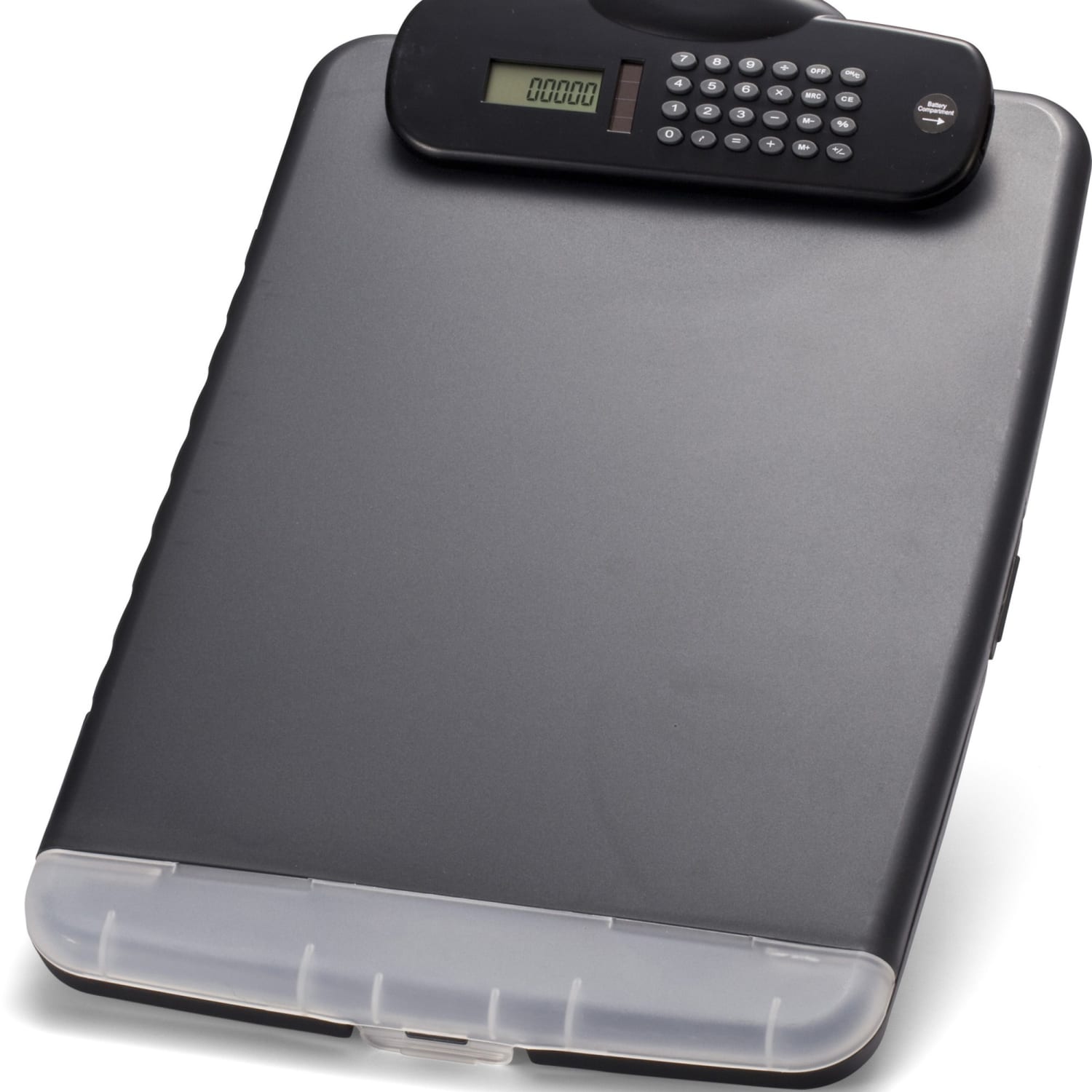 Officemate Slim Form Holder Storage Clipboard Box With Calculator, Charcoal - Image 6