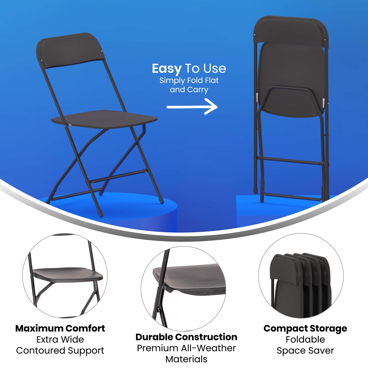 Flash Furniture Hercules Big And Tall Commercial Folding Chairs Black Set Of 4 Chairs PopularChairscom
