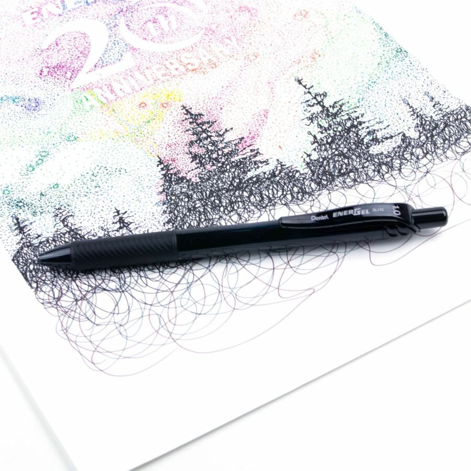 Pentel EnerGel-X Retractable Gel Pens, Bold Point, 1.0 mm, Black Barrel, Black Ink, Pack Of 12 Pens - Image 5