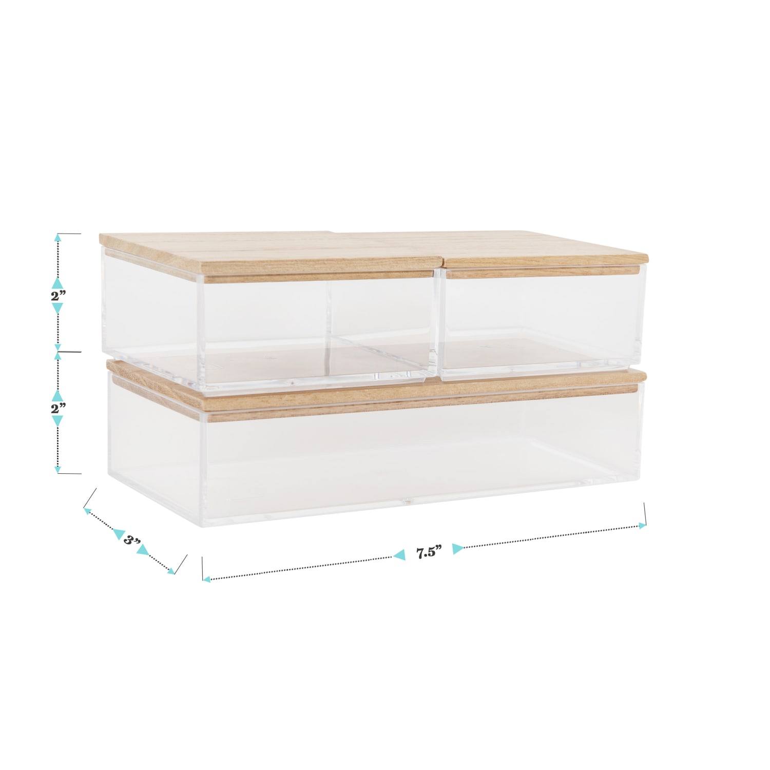 Martha Stewart Brody Plastic Storage Organizer Bins With Lids, 2inH x 3inW x 7-1/2inD, Clear/Light Natural, Set Of 3 Bins - Image 5