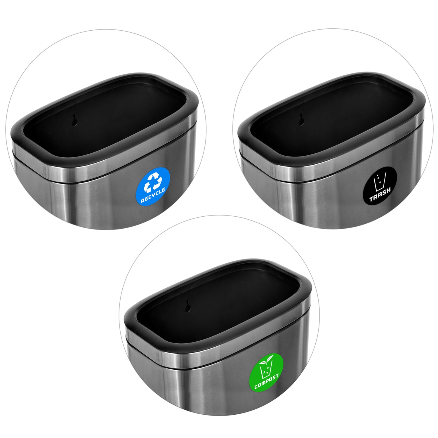 Alpine Industries Recycle Trash Compost Cans, 10.5 Gallons, Silver, Pack Of 3 Cans - Image 5
