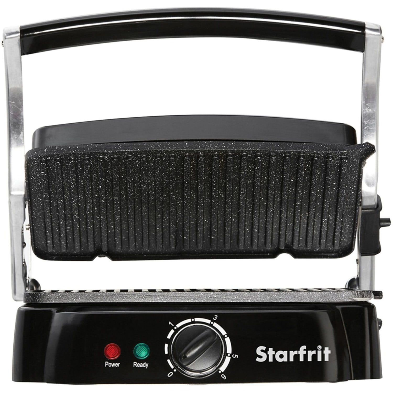 Starfrit THE ROCK 1200W Panini Grill, 5-13/16inH x 10-5/16inW x 12-3/16inD, Black