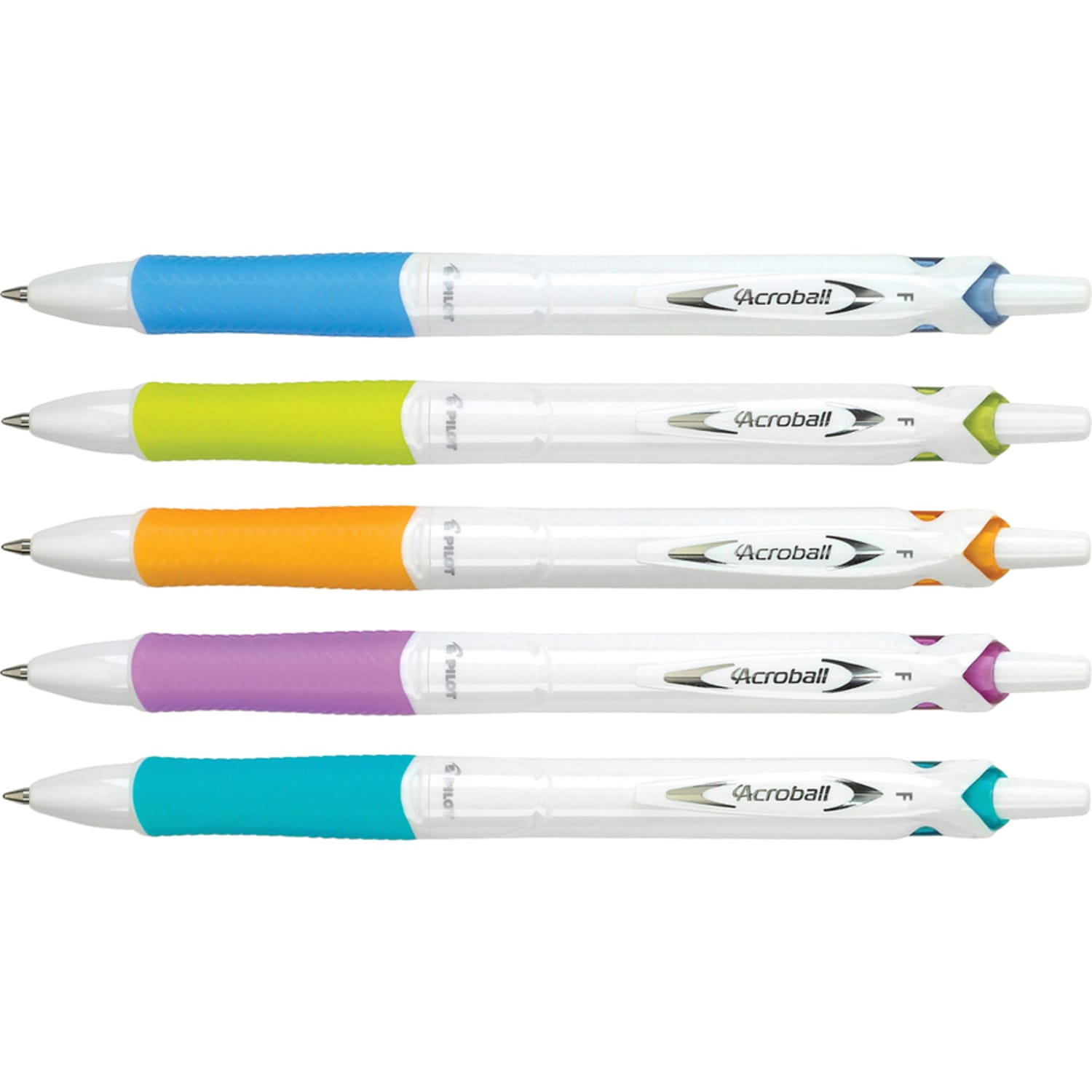 Pilot Acroball Retractable Pens, Fine Point, 0.7 mm, White Barrel, Black Ink, Pack Of 5 Pens - Image 3