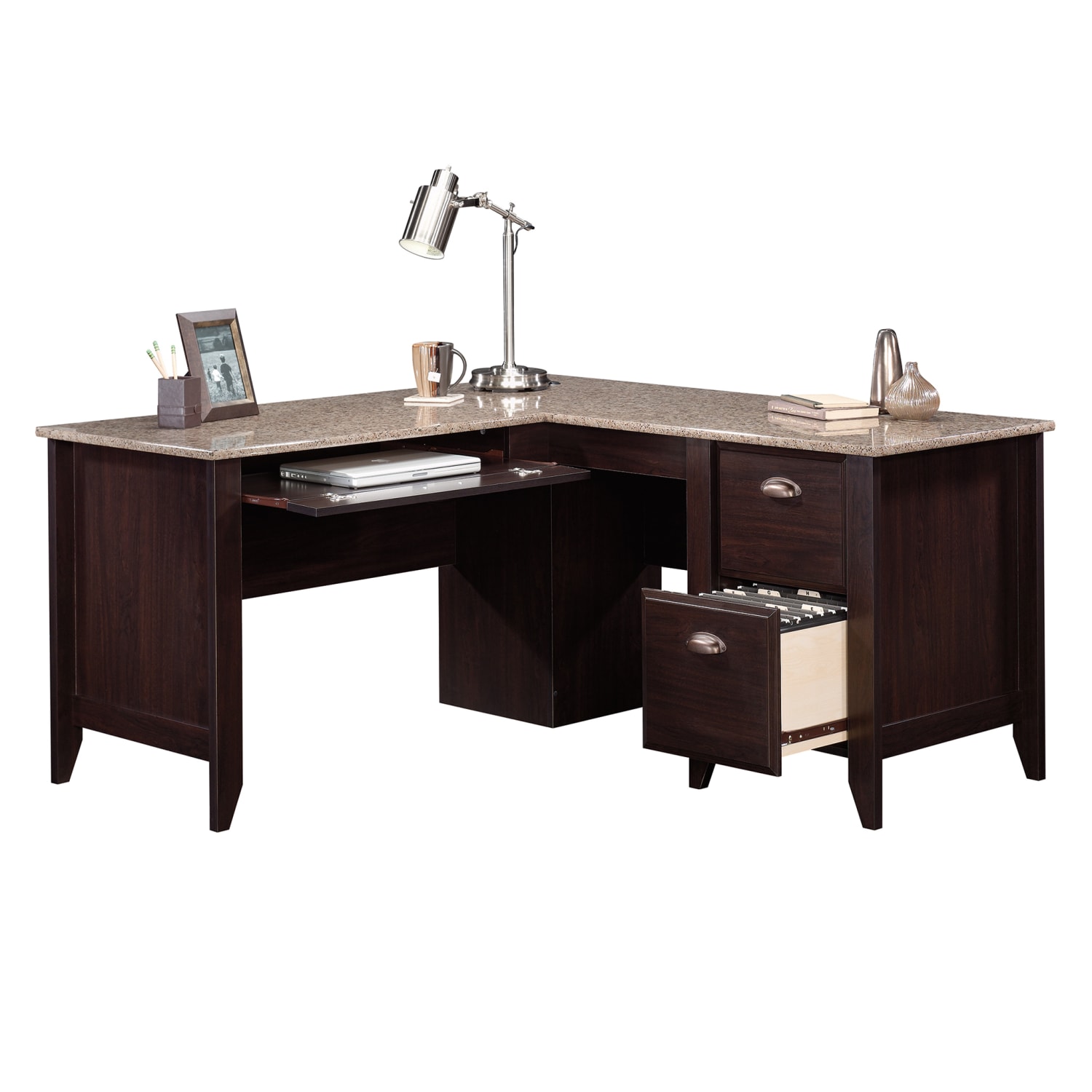 Sauder Samber 60inW L-Shaped Transitional Computer Desk, Jamocha - Image 6