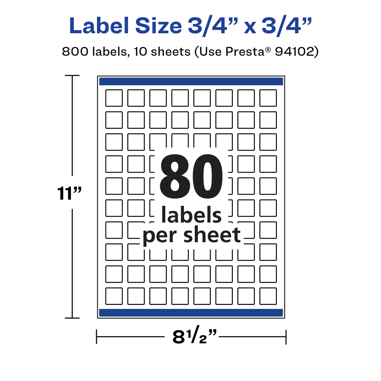 Avery Glossy Permanent Labels With Sure Feed, 94102-WGP10, Square, 3/4in x 3/4in, White, Pack Of 800 - Image 6