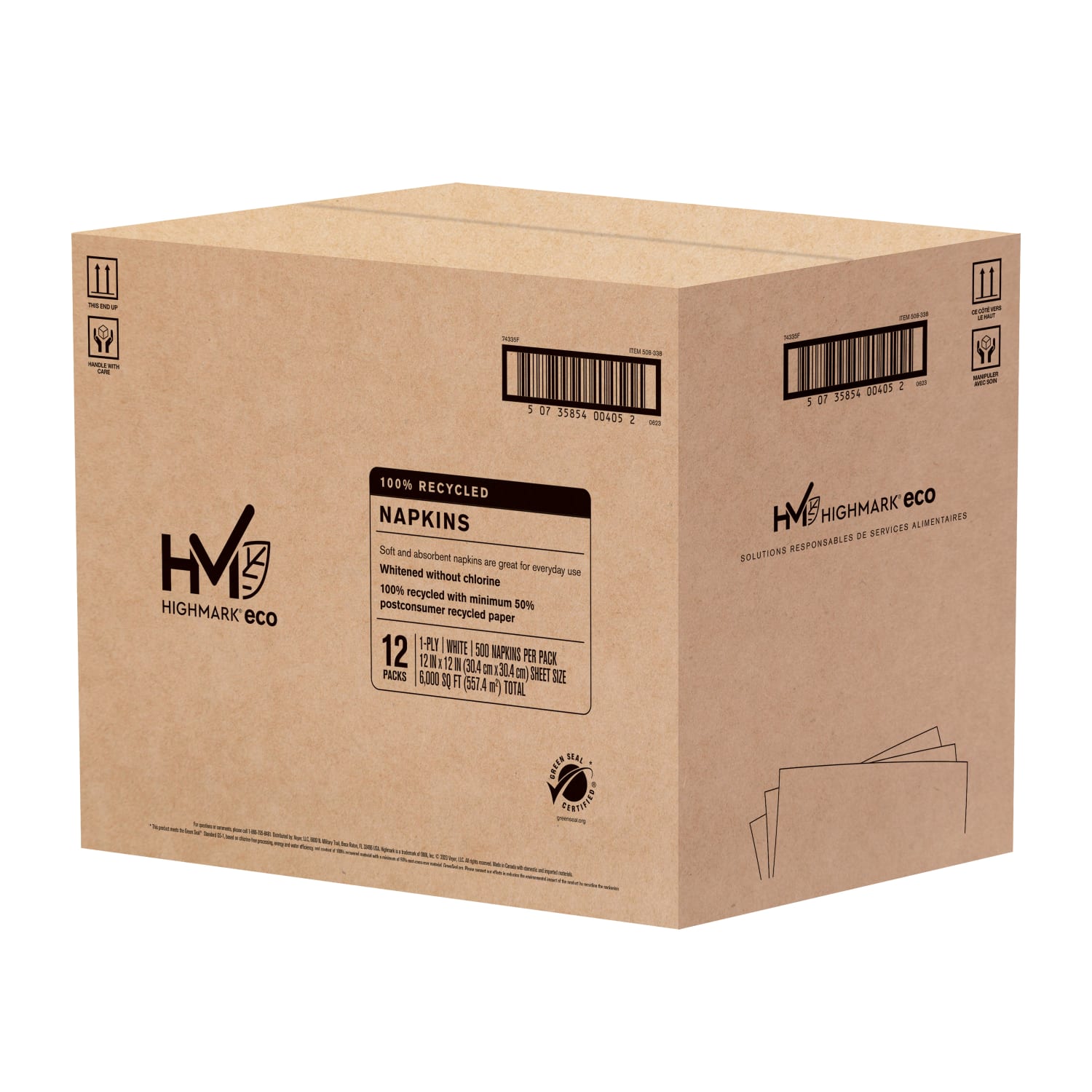 Highmark ECO Napkins, 12in x 12in, 100% Recycled, White, Pack Of 500 - Image 4