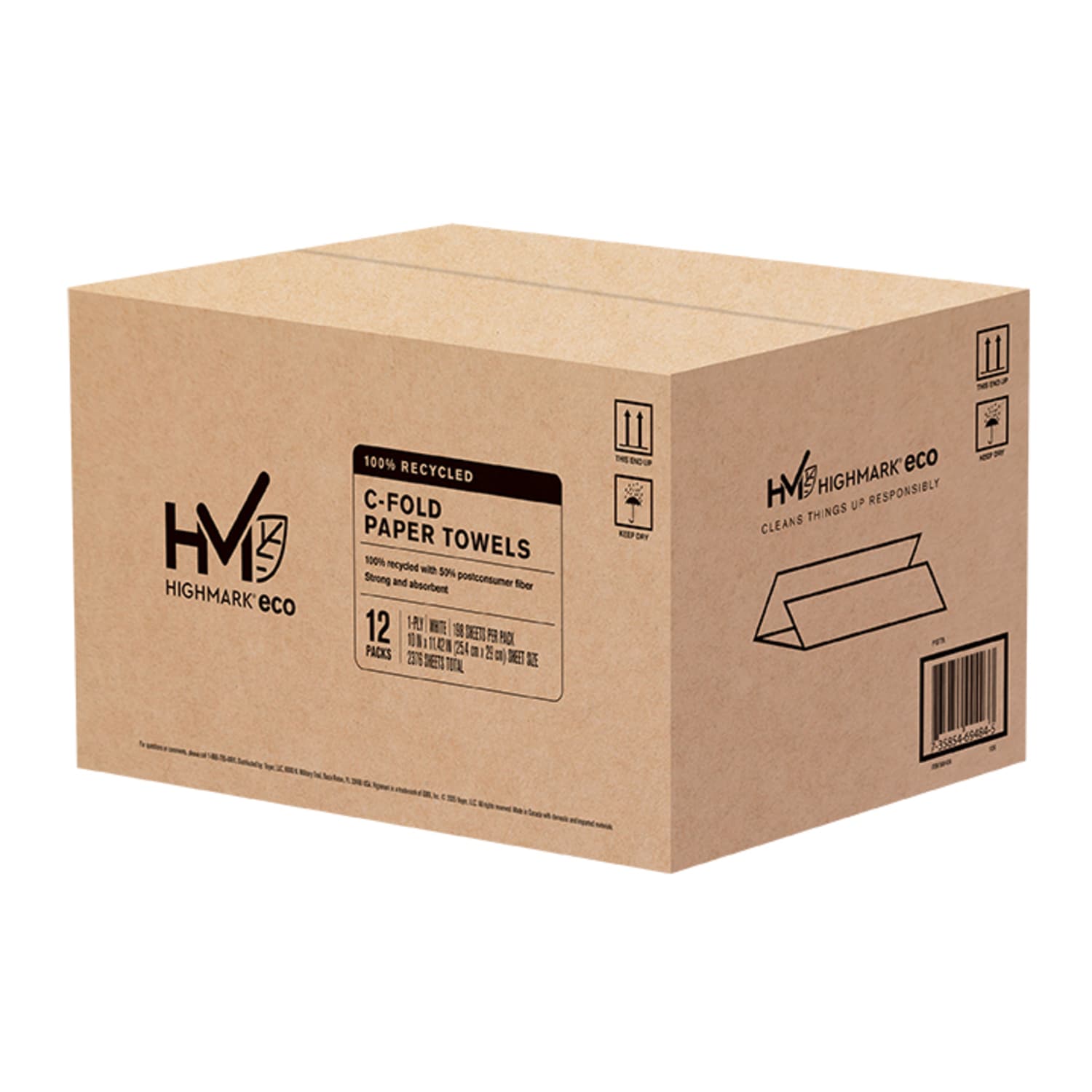 Highmark C-Fold 1-Ply Paper Towels, 100% Recycled, 200 Sheets Per Pack, Pack Of 12 Packs - Image 4