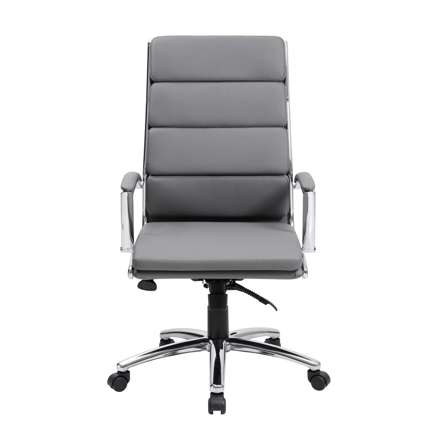 Boss Office Products CaressoftPlus Vinyl Ergonomic High-Back Chair, Gray/Chrome - Image 4