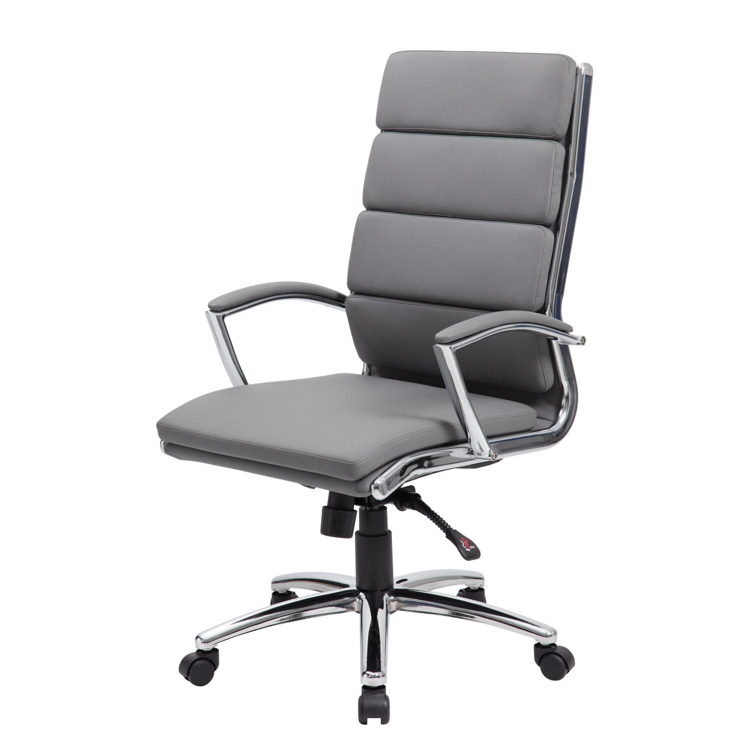 Boss Office Products CaressoftPlus Vinyl Ergonomic High-Back Chair, Gray/Chrome - Image 5