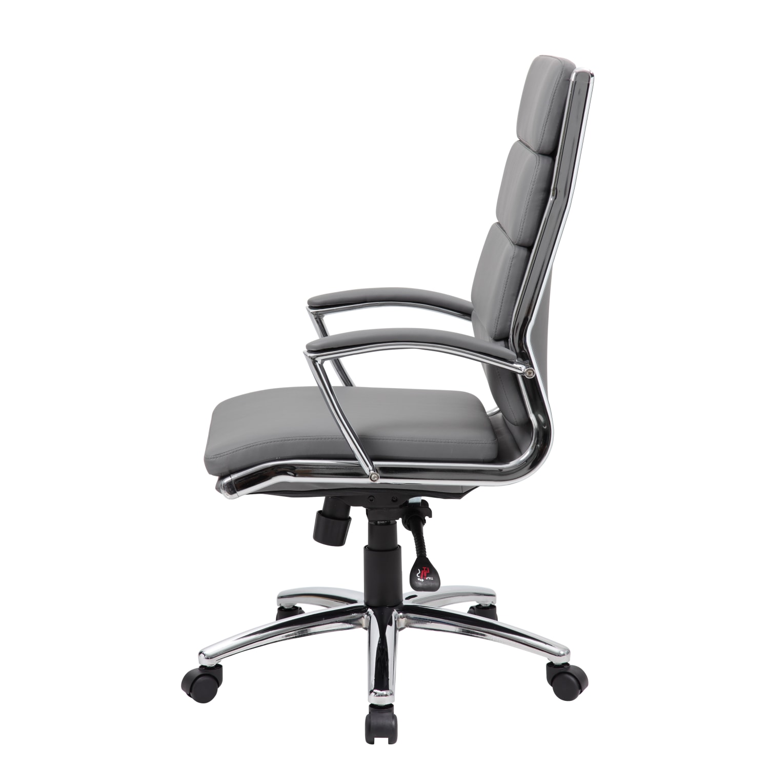 Boss Office Products CaressoftPlus Vinyl Ergonomic High-Back Chair, Gray/Chrome - Image 6