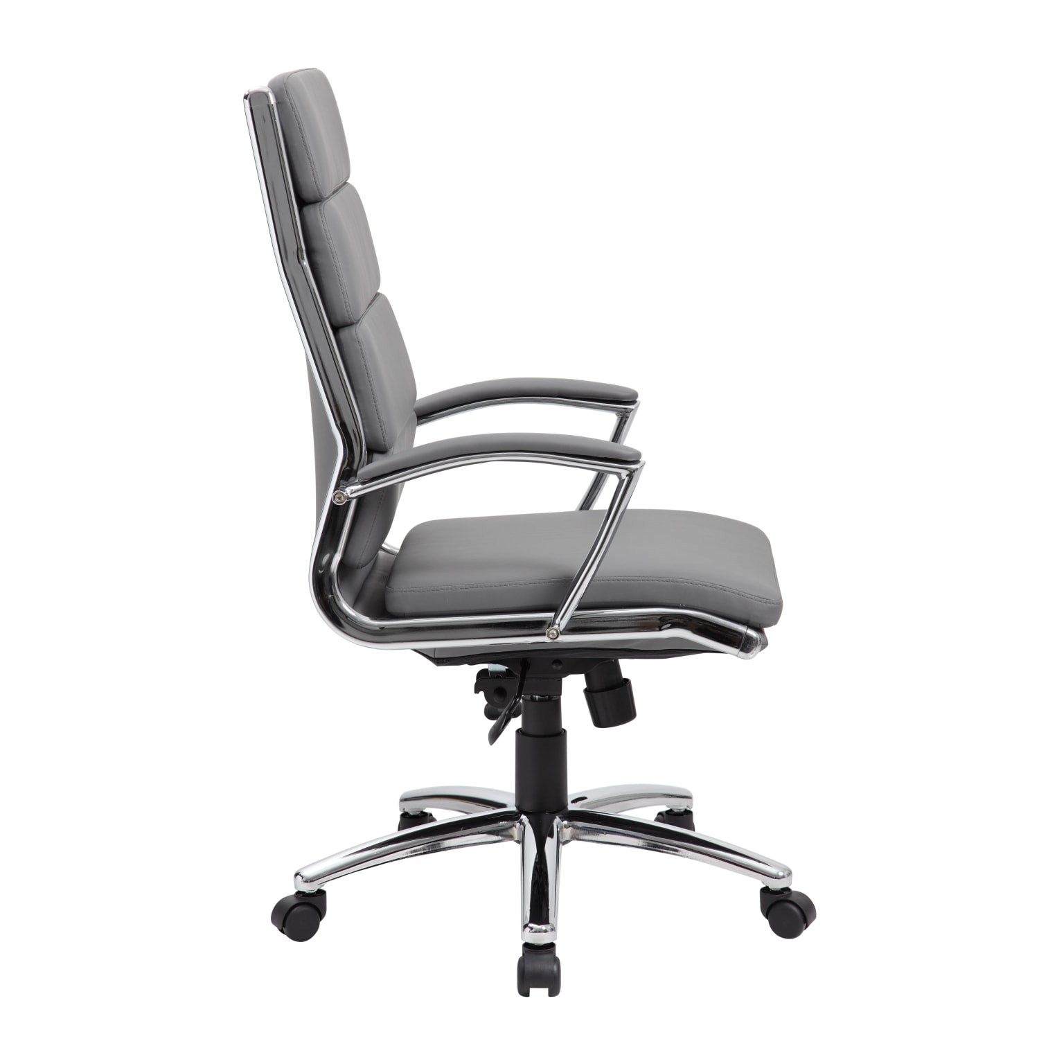 Boss Office Products CaressoftPlus Vinyl Ergonomic High-Back Chair, Gray/Chrome - Image 7