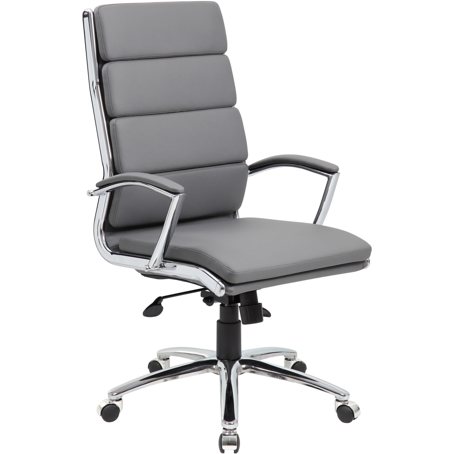 Boss Office Products CaressoftPlus Vinyl Ergonomic High-Back Chair, Gray/Chrome - Image 9