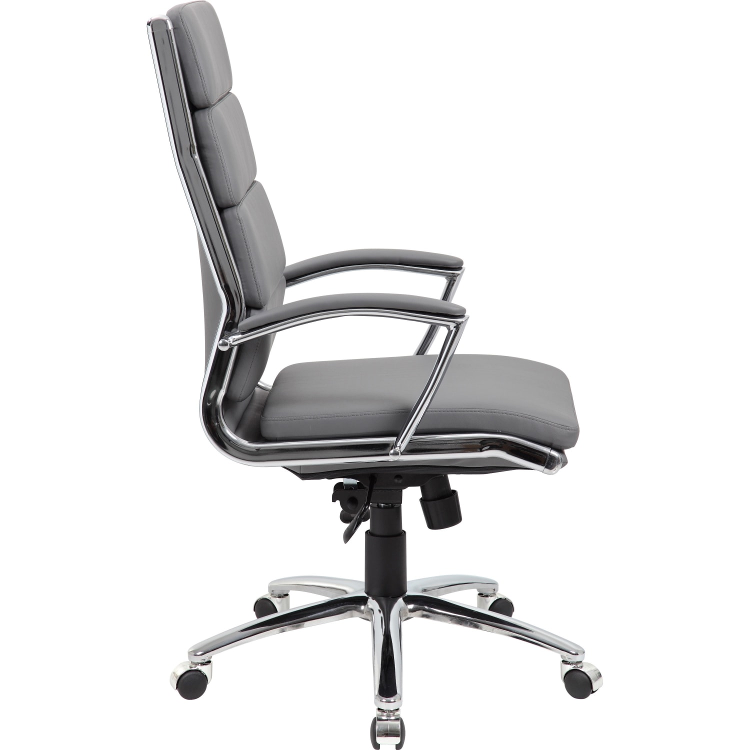 Boss Office Products CaressoftPlus Vinyl Ergonomic High-Back Chair, Gray/Chrome - Image 11