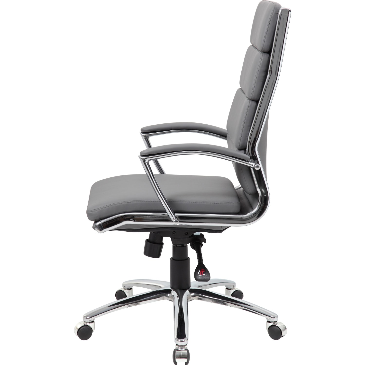 Boss Office Products CaressoftPlus Vinyl Ergonomic High-Back Chair, Gray/Chrome - Image 12