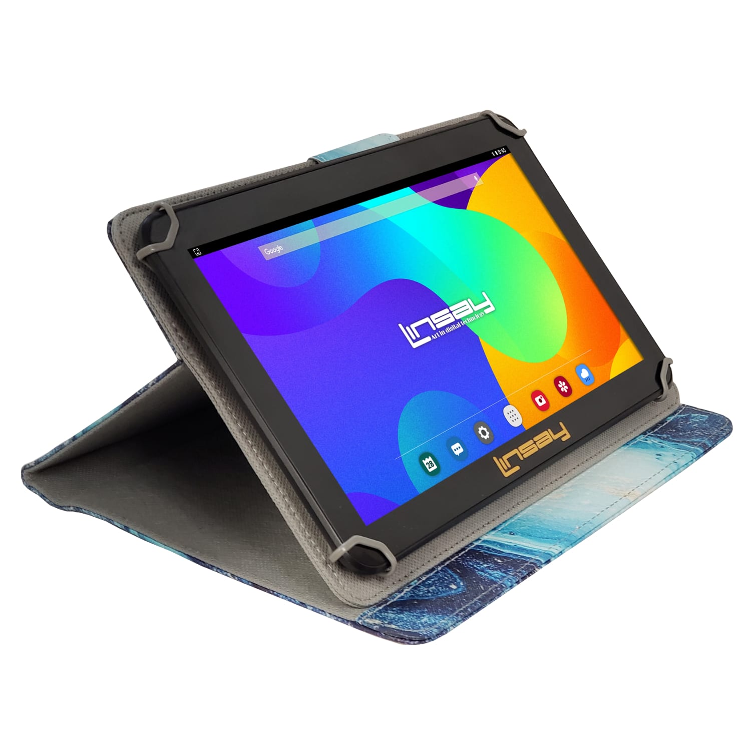 NEW Linsay F10 Tablet, 10.1in Screen, 4GB Memory, 256GB Storage, Android 15, Ocean Marble Case - Image 3