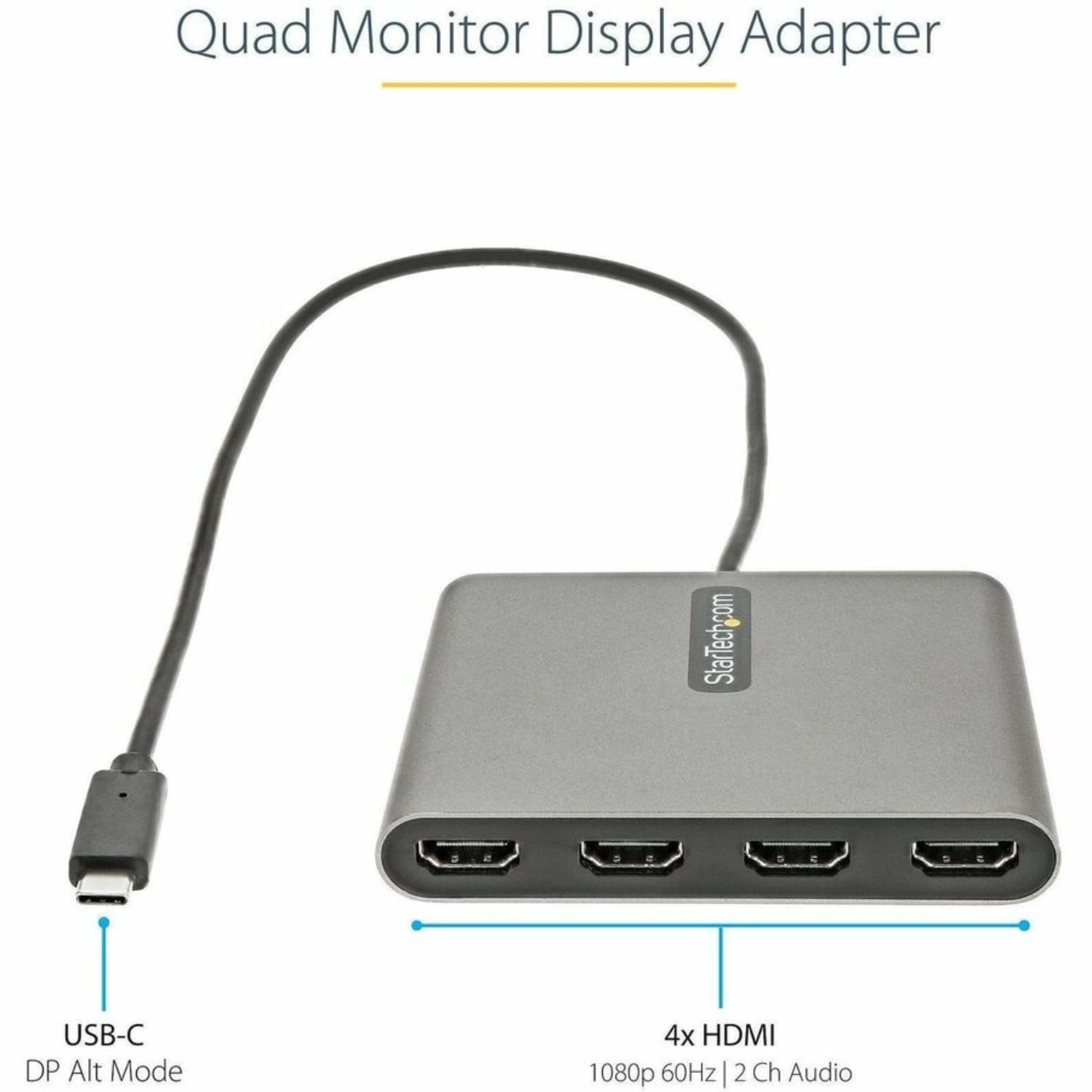 StarTech.com USB C To 4 HDMI Adapter / External Video And Graphics Card - Image 3
