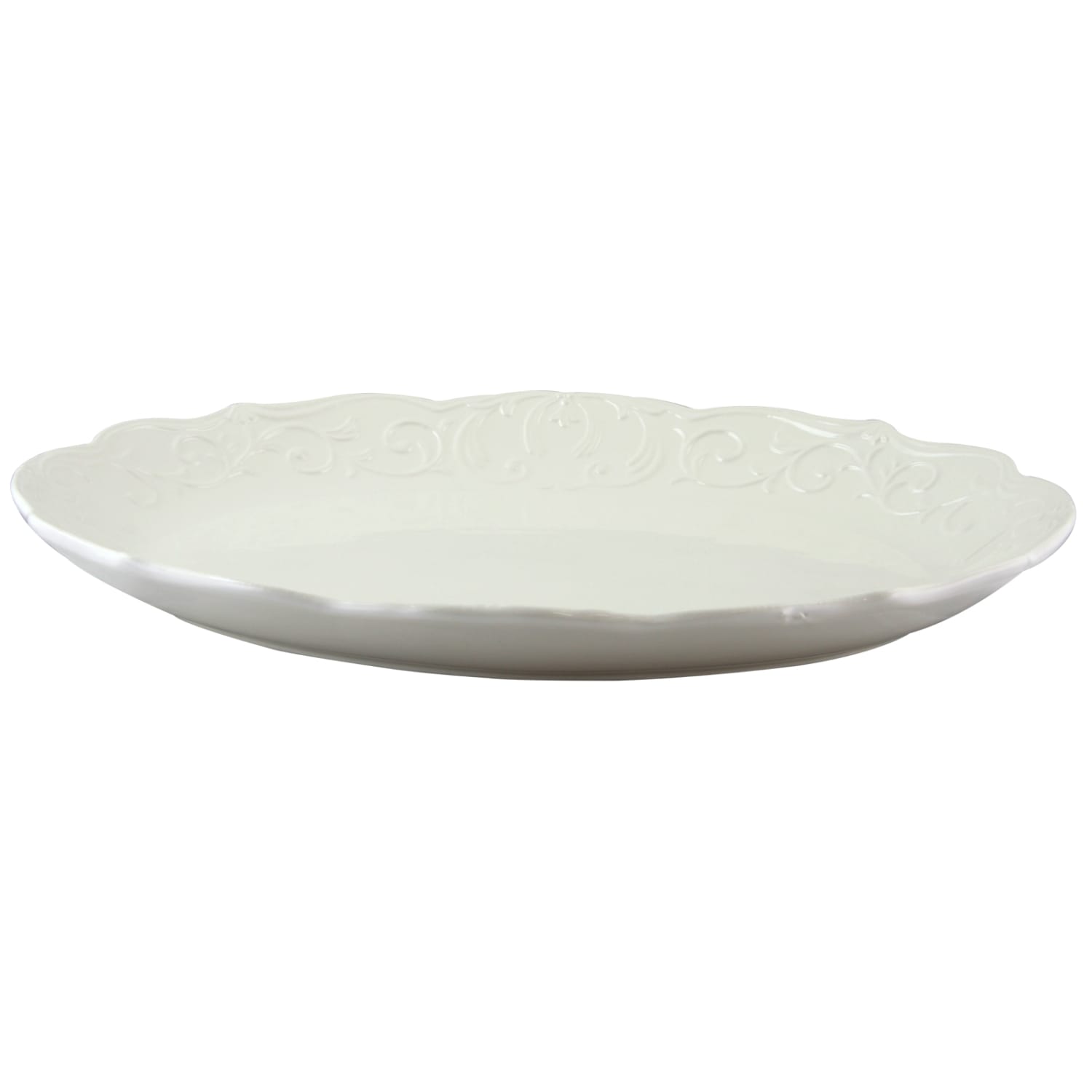 Gibson Home Royal Abbey Embossed Platter, White - Image 3
