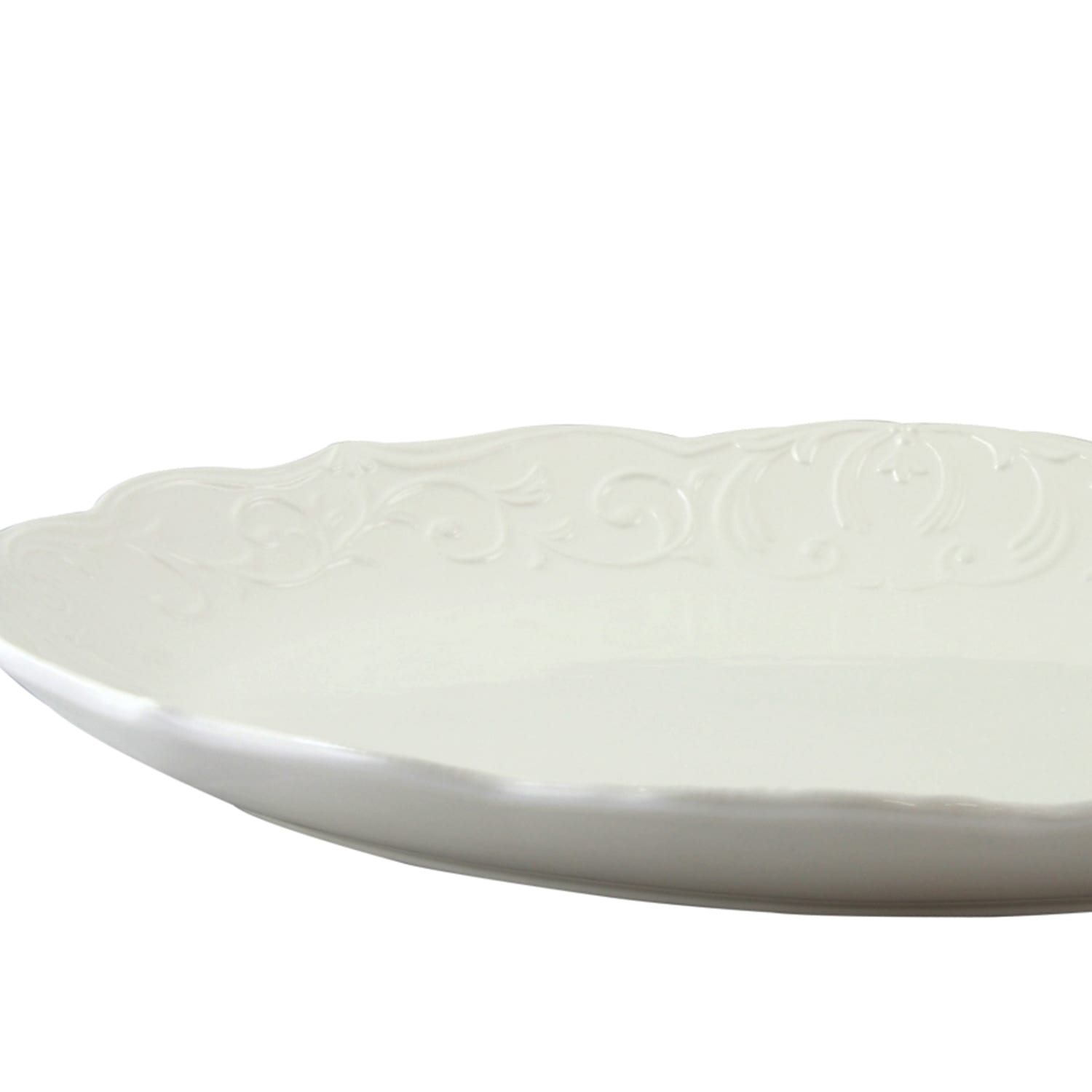 Gibson Home Royal Abbey Embossed Platter, White - Image 4