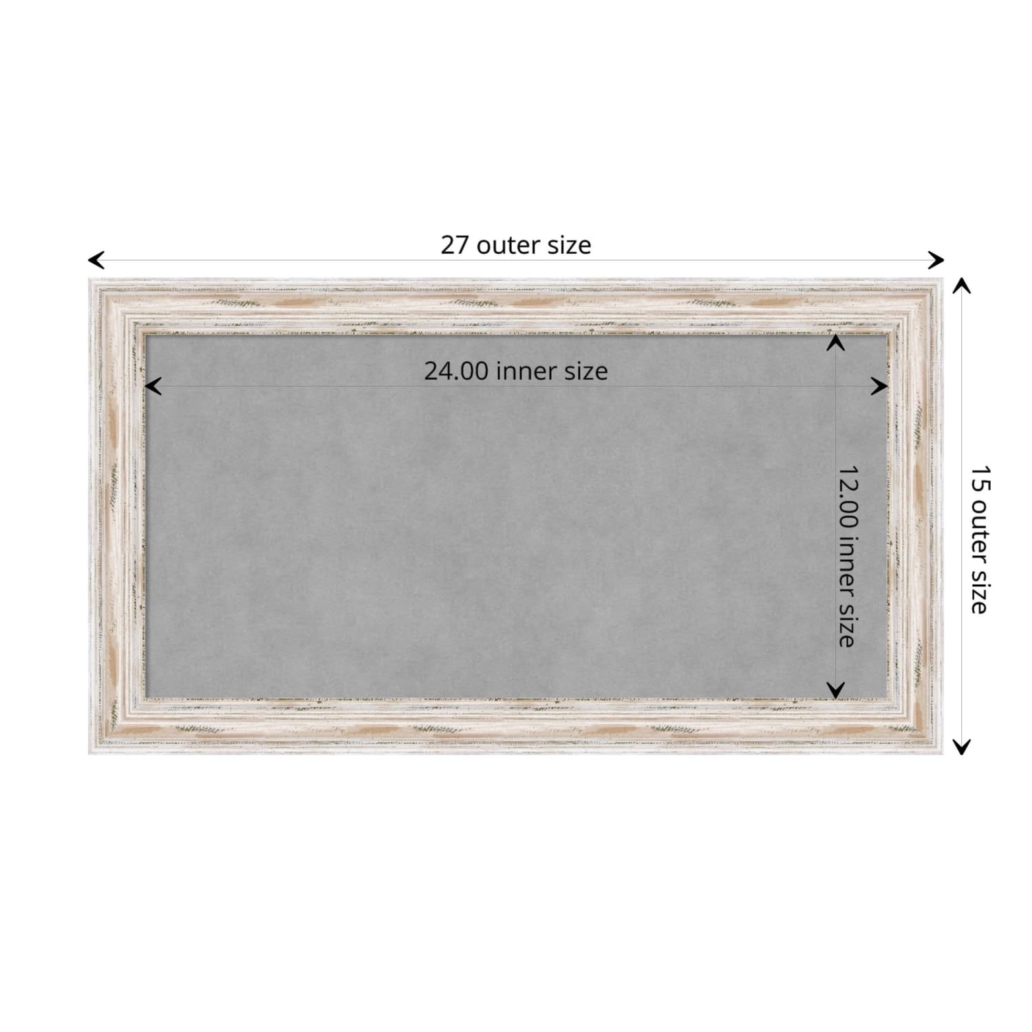 Amanti Art Narrow Magnetic Bulletin Board, Aluminum/Steel, 27in x 15in, Alexandria White Wash Wood Frame - Image 6